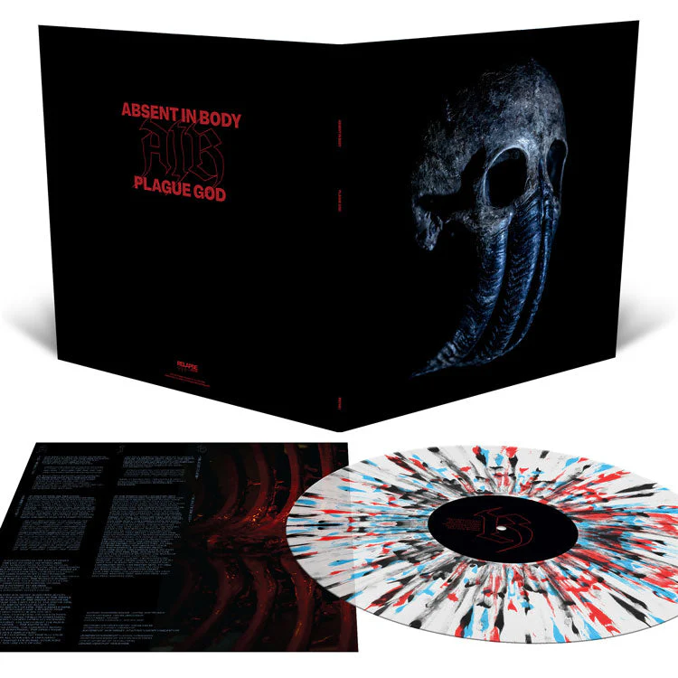 ABSENT IN BODY ‘PLAGUE GOD' LP - EXCLUSIVE - LTD. 500 - MILKY CLEAR/CYAN BLUE/BLOOD RED SPLATTER - Image 2