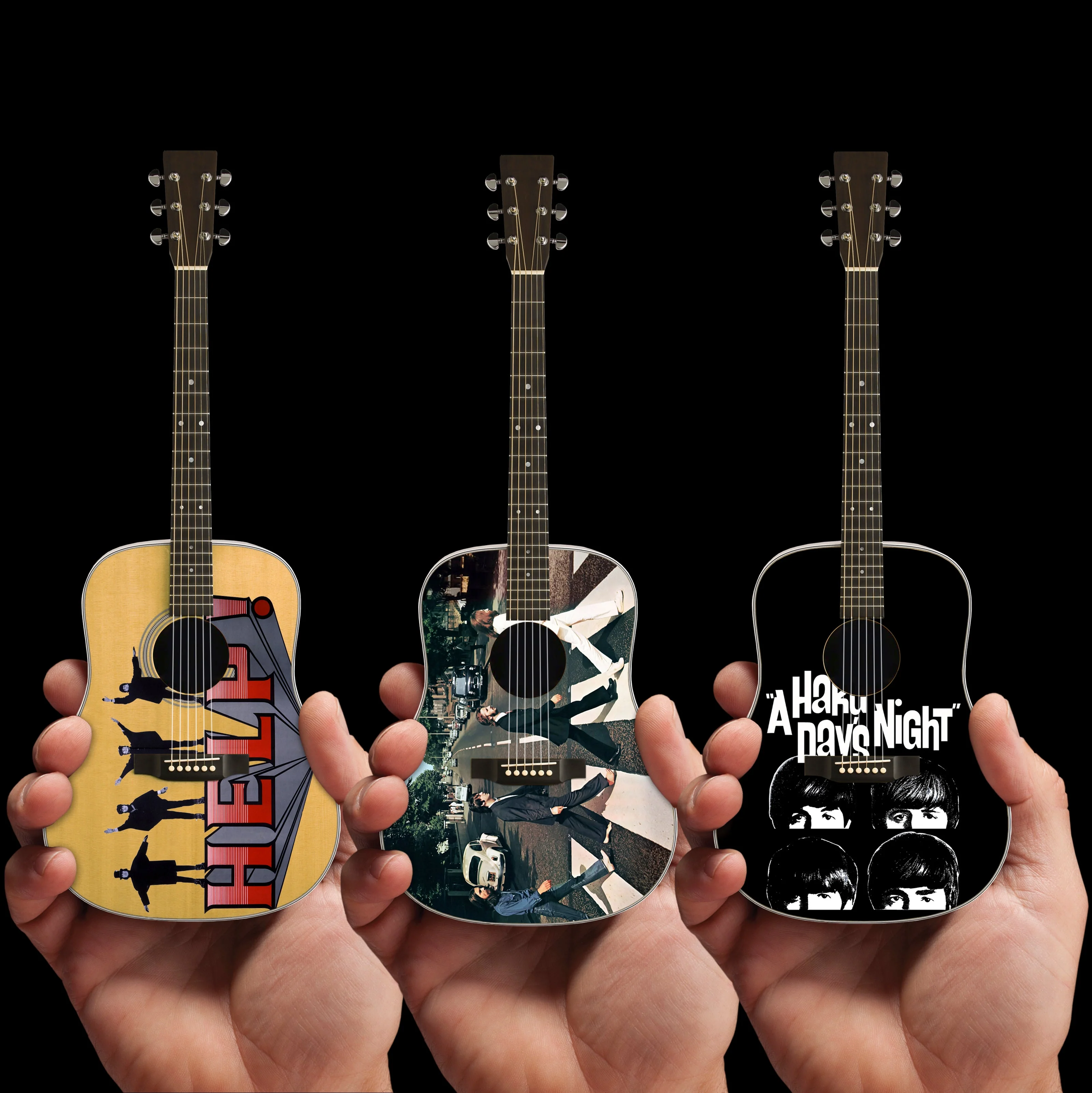ALBUM TRIBUTES SET OF 3 - A HARD DAY'S NIGHT - HELP! - ABBEY ROAD - RADIO DAYS LICENSED MINI ACOUSTIC