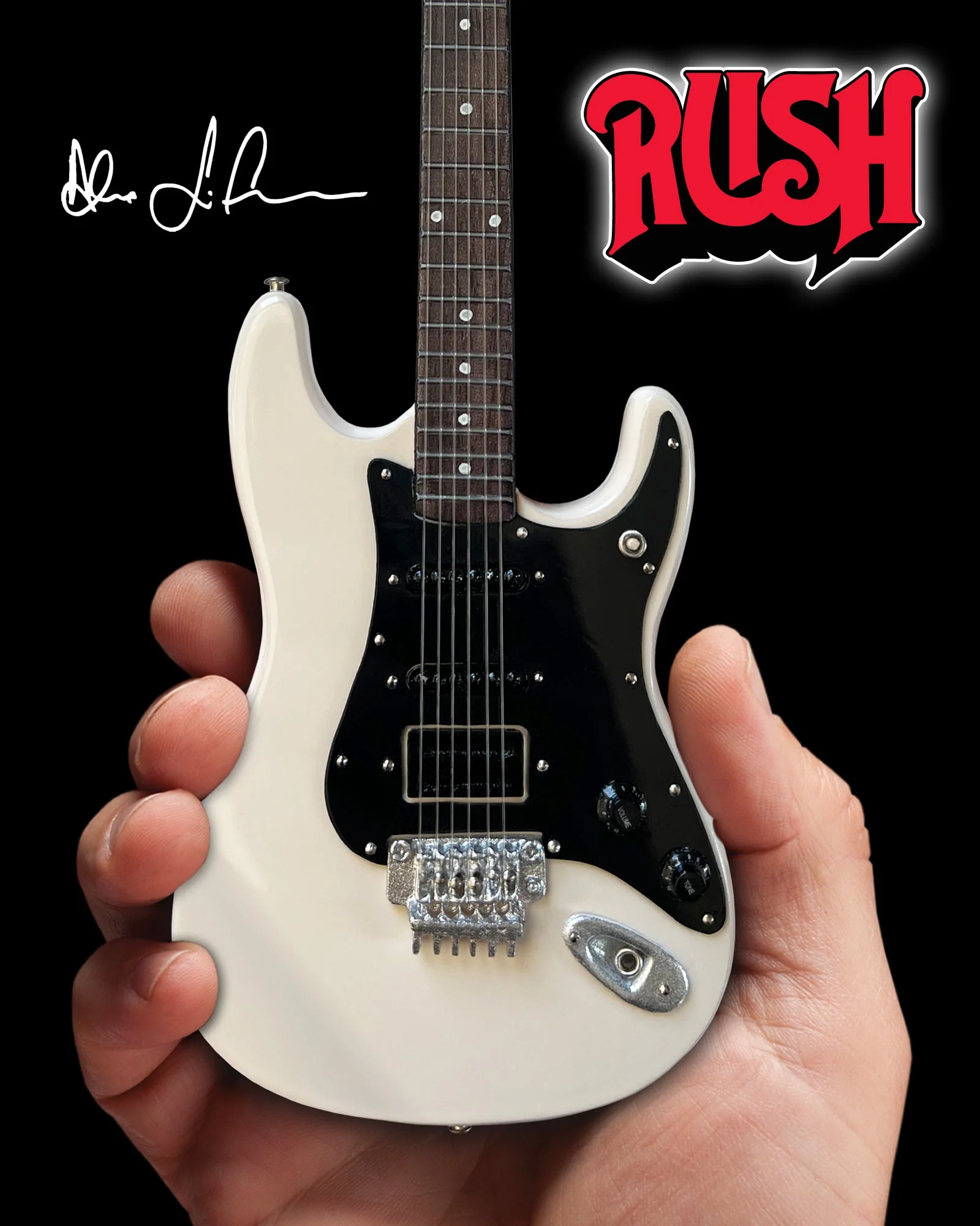 ALEX LIFESON HENTOR SPORTSCASTER MINIATURE GUITAR MODEL OFFICIALLY LICENSED