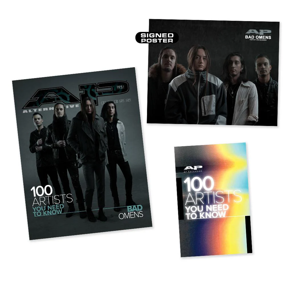 ALTERNATIVE PRESS FEBRUARY 2021 ISSUE FEATURING BAD OMENS + SIGNED POSTER & PHOTO BOOK BUNDLE