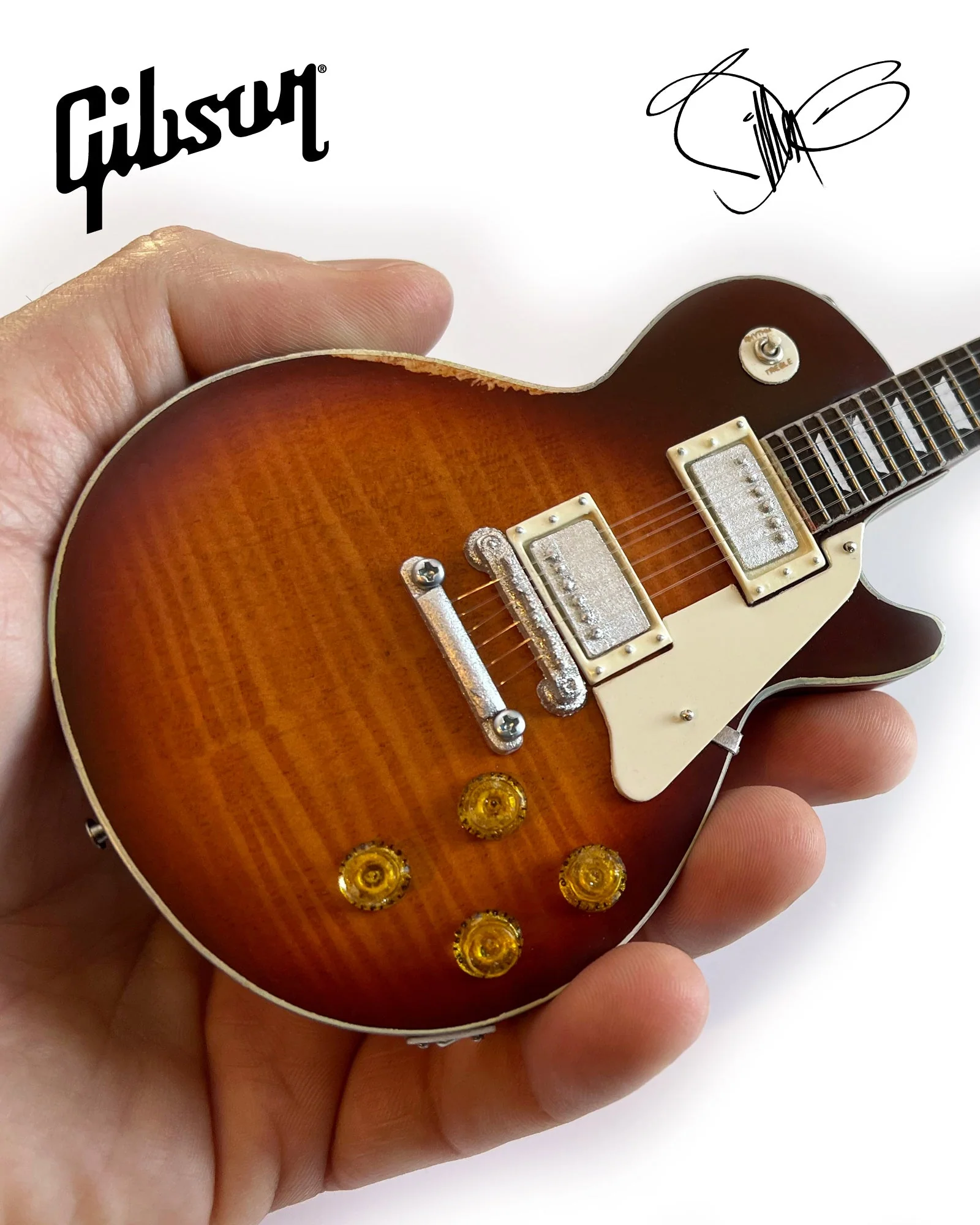 BILLY F GIBBONS AGED "PEARLY GATES" GIBSON LES PAUL MINI GUITAR MODEL - Image 6