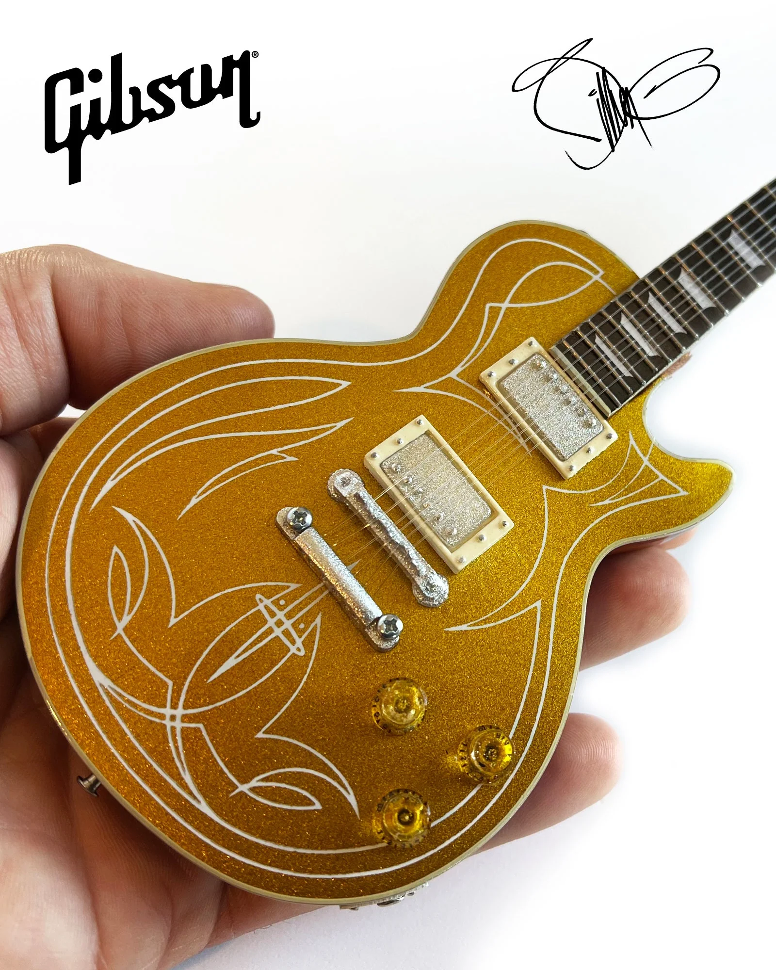 BILLY F GIBBONS "PINSTRIPE" GIBSON LES PAUL GOLDTOP MINI GUITAR MODEL - Image 4