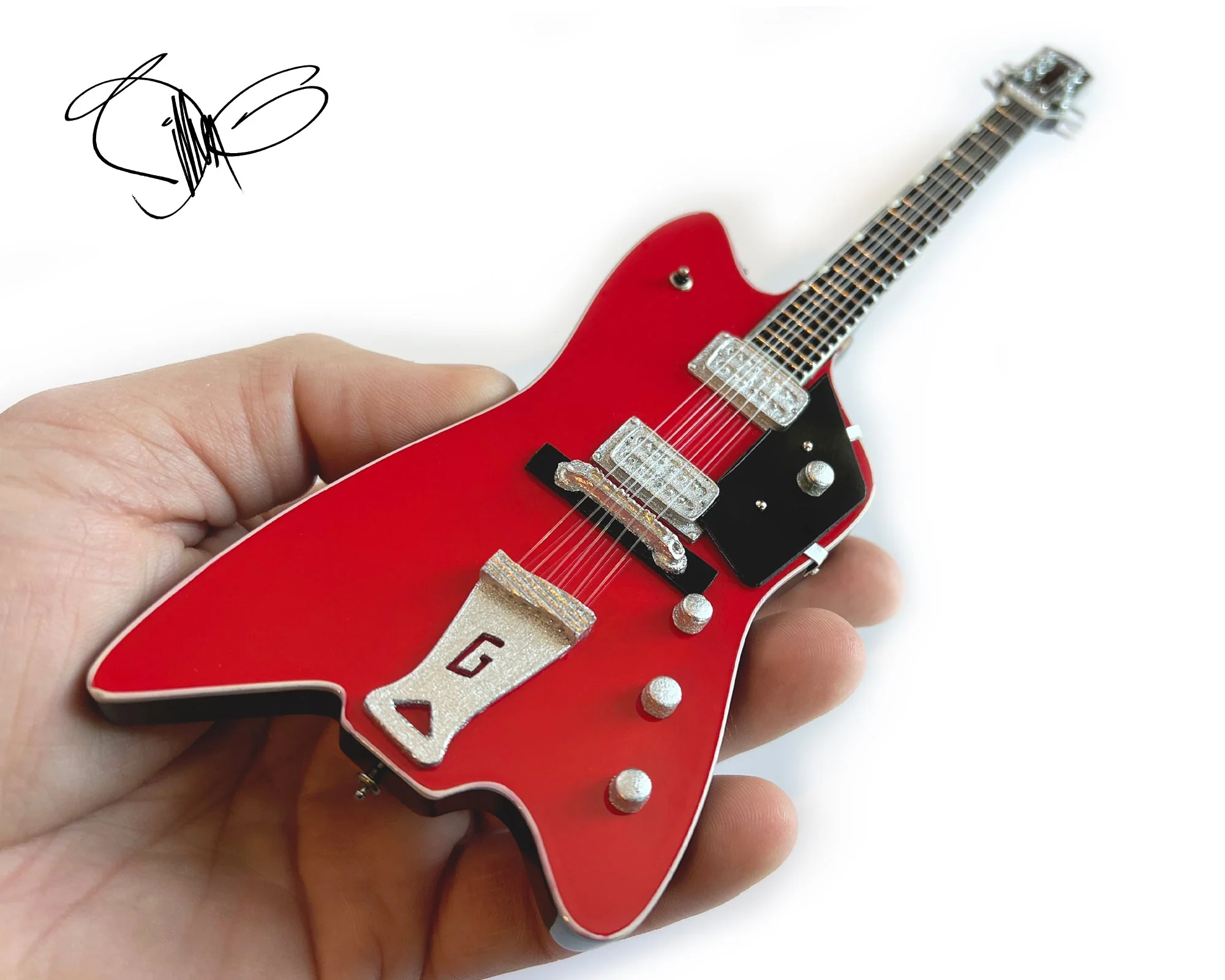 BILLY F GIBBONS SIGNATURE BILLY BO GRETSCH MINIATURE GUITAR MODEL REPLICA COLLECTIBLE - Image 3