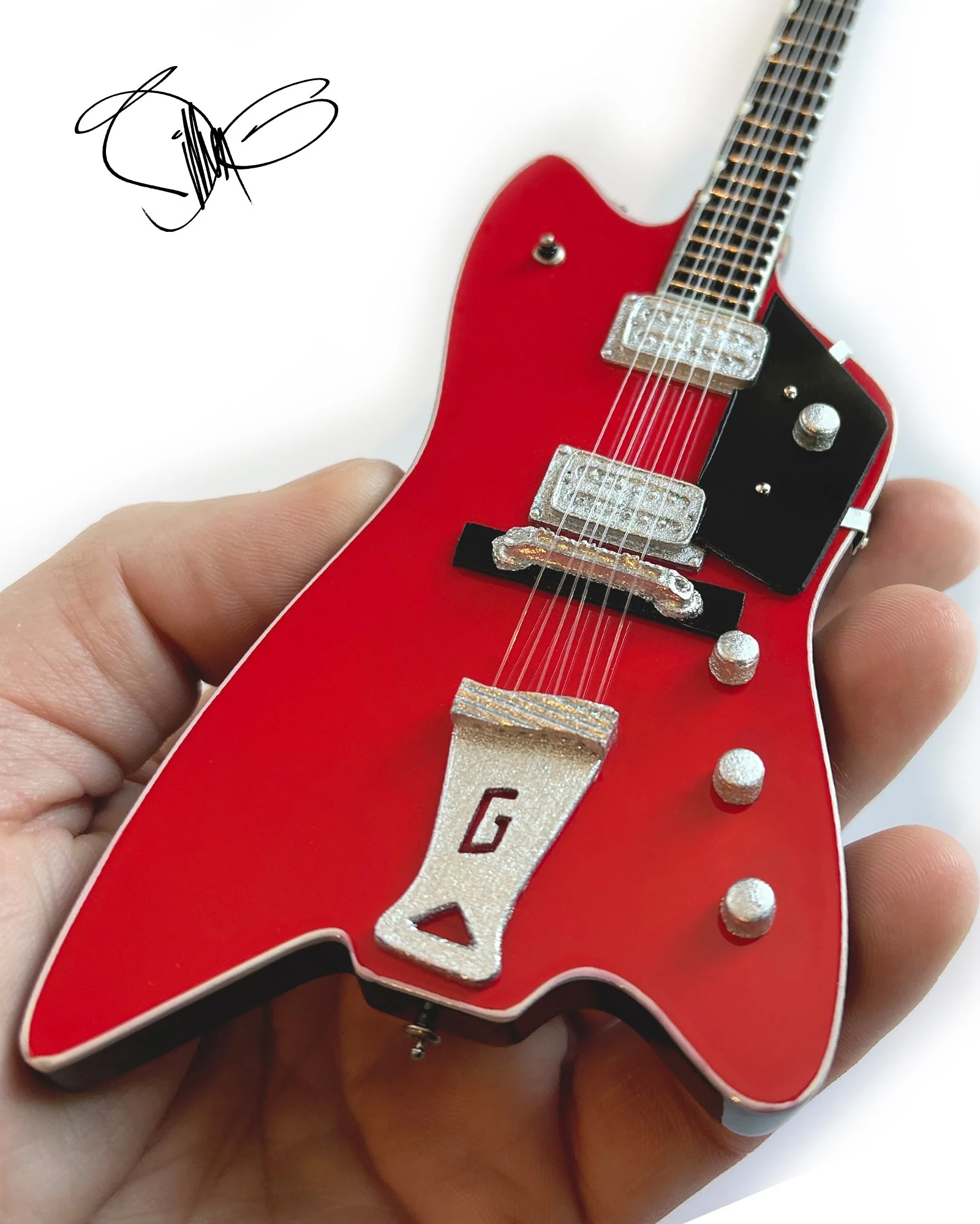 BILLY F GIBBONS SIGNATURE BILLY BO GRETSCH MINIATURE GUITAR MODEL REPLICA COLLECTIBLE - Image 4