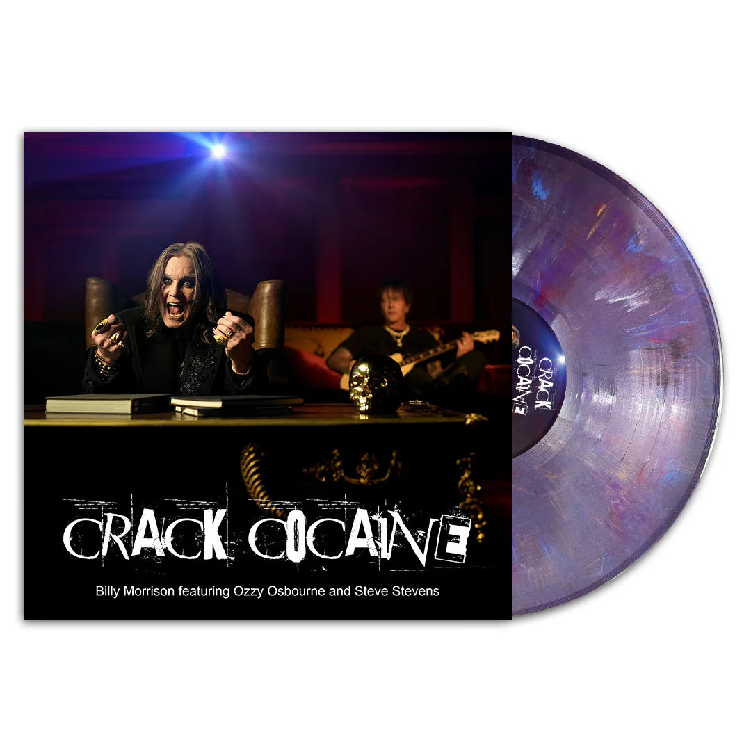 BILLY MORRISON, OZZY OSBOURNE, & STEVE STEVENS 'CRACK COCAINE' 12" - LTD. - ETCHED - PURPLE/BLUE + BILLY MORRISON 'THE MORRISON PROJECT' LP - Image 2