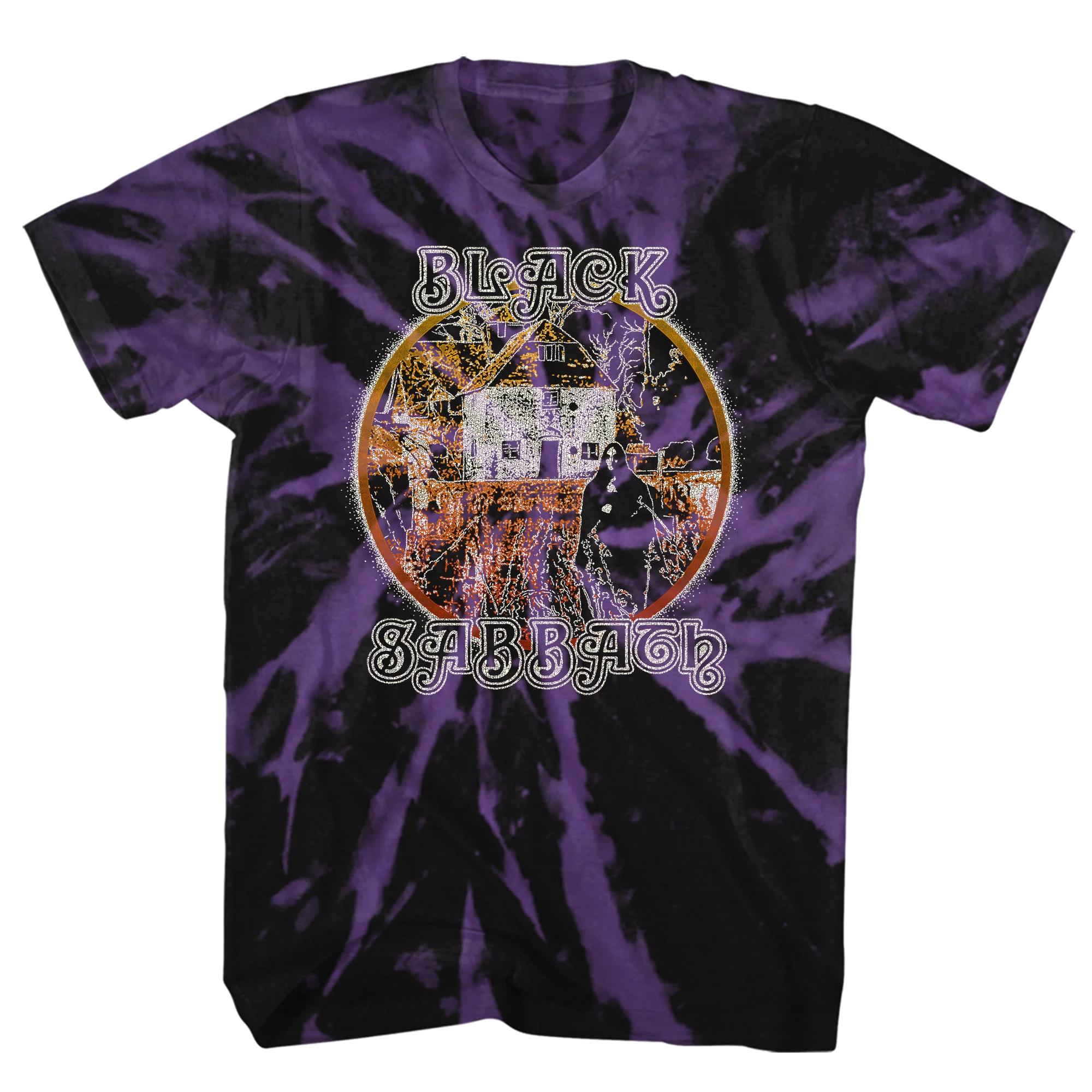 BLACK SABBATH WITCH ALBUM COVER BLACK/PURPLE SPIRAL WASH T-SHIRT