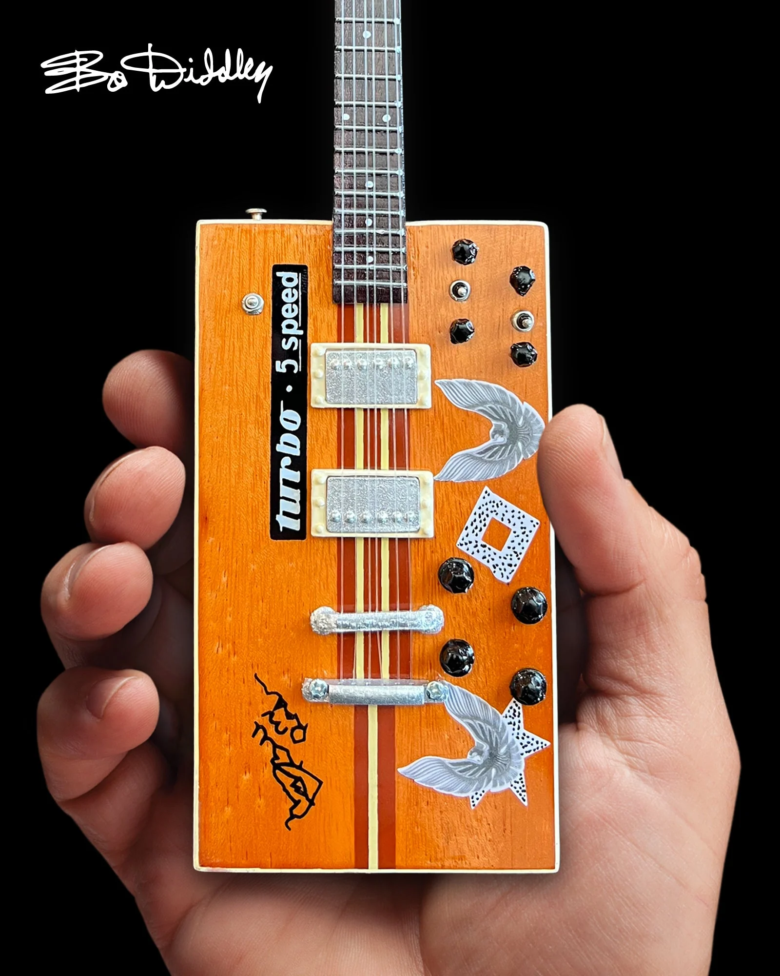 BO DIDDLEY SIGNATURE “TWANG MACHINE” TURBO 5-SPEED KINMAN CUSTOM MINI GUITAR MODEL - Image 2