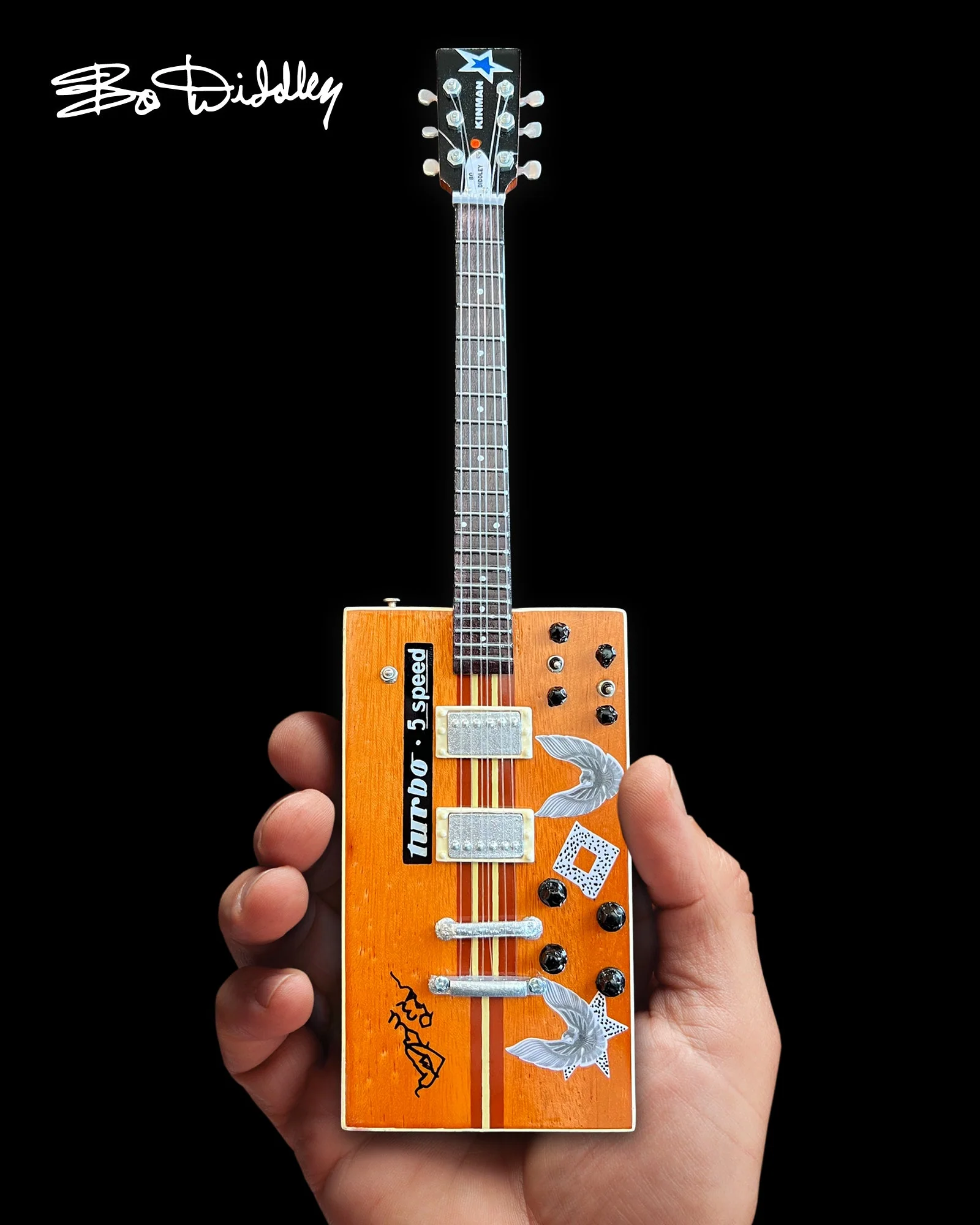 BO DIDDLEY SIGNATURE “TWANG MACHINE” TURBO 5-SPEED KINMAN CUSTOM MINI GUITAR MODEL - Image 3