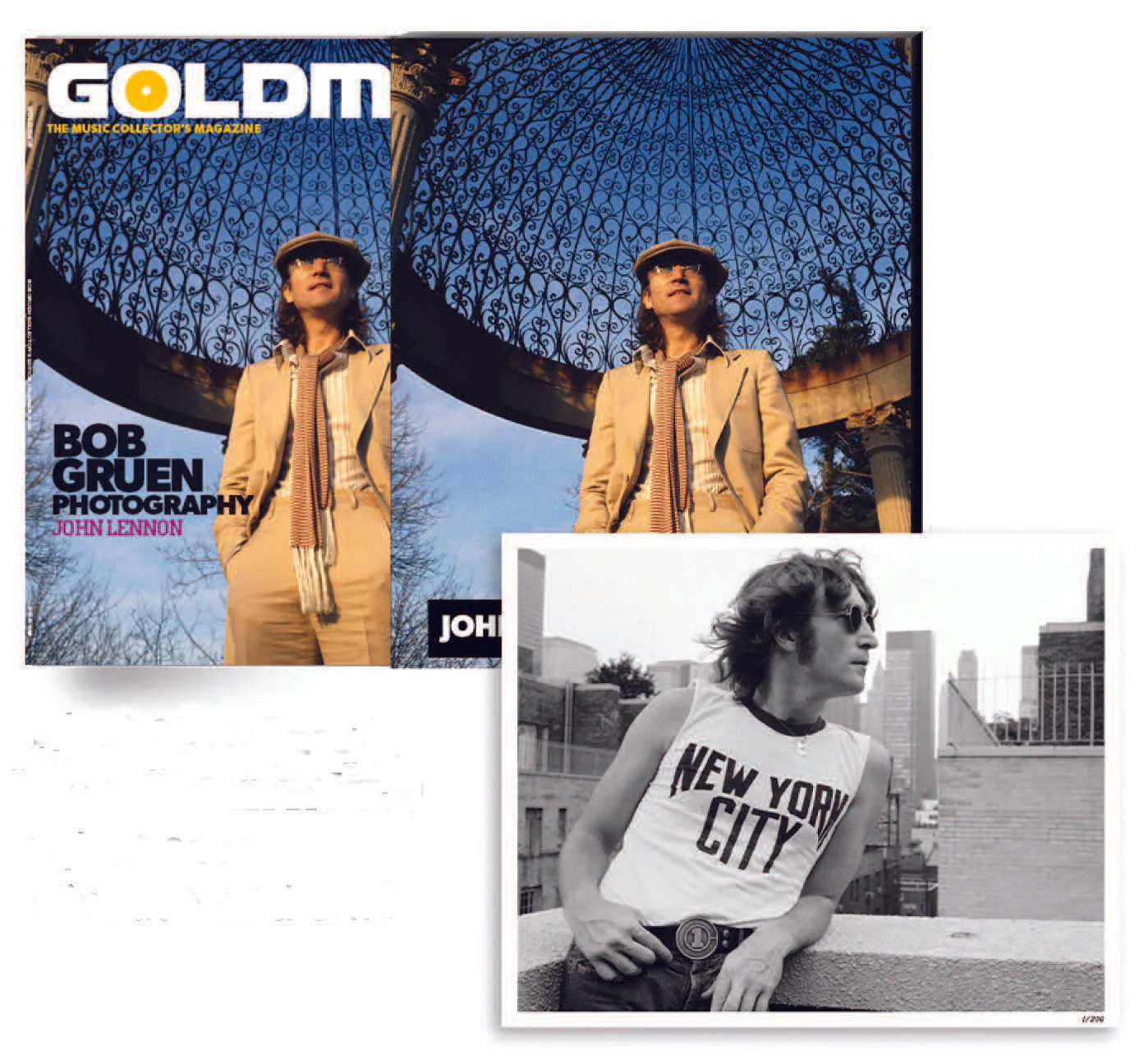 BOB GRUEN/JOHN LENNON X GOLDMINE BUNDLE - GOLDMINE SUMMER 2024 ISSUE W/ NUMBERED 8"X10” OF JOHN LENNON BY BOB GRUEN IN NUMBERED SLIPCASE
