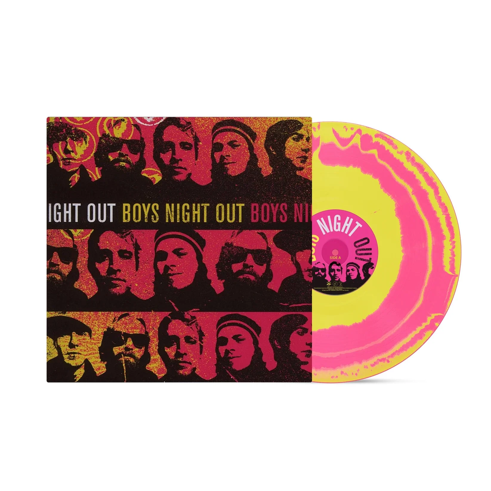 BOYS NIGHT OUT 'SELF-TITLED' LP - HOT PINK/CANARY YELLOW - Image 2