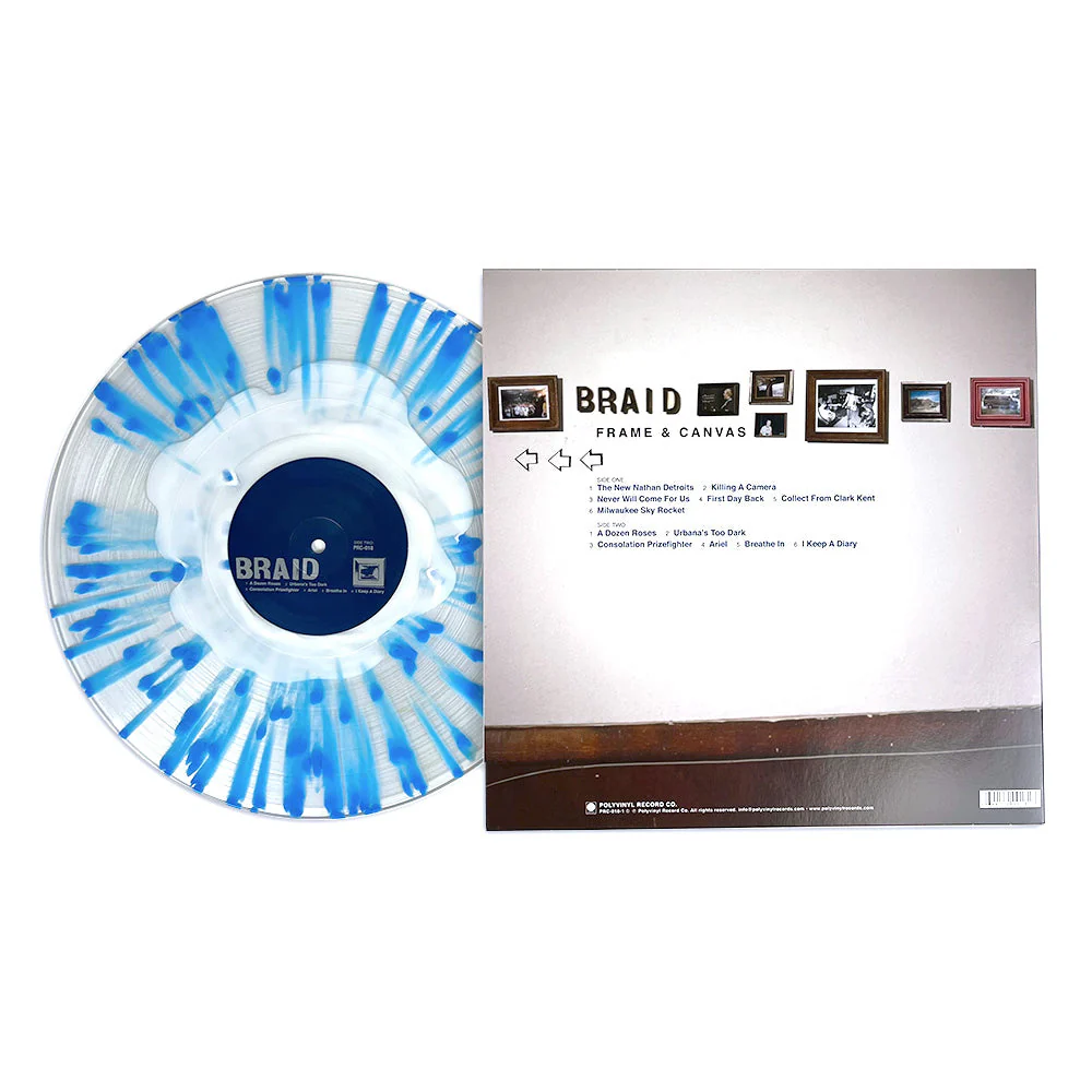 BRAID ‘FRAME & CANVAS’ LP - LTD. 300 - WHILT/CLEAR/BLUE SPLATTER - Image 2