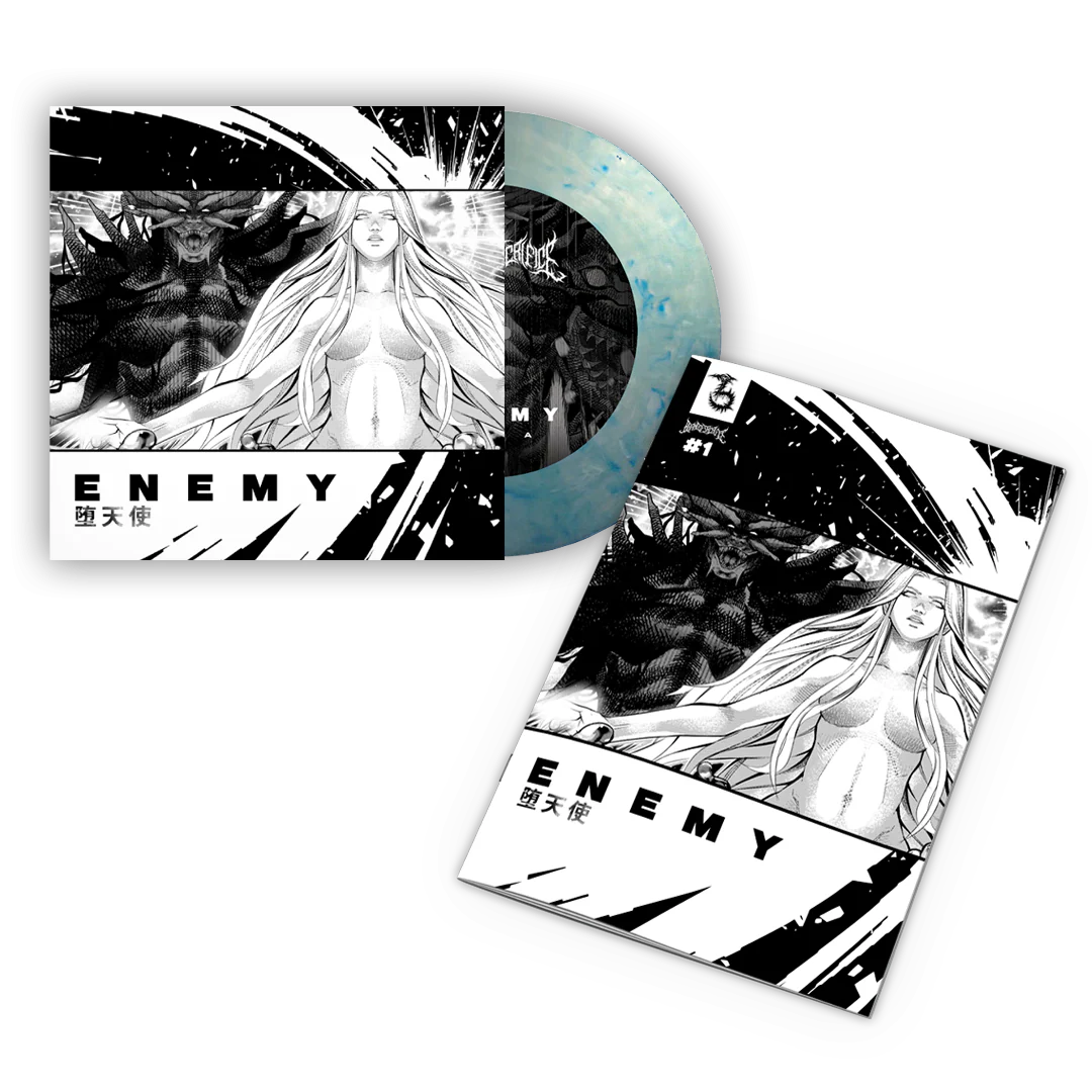 BRAND OF SACRIFICE ‘ENEMY’ 7" + COMIC BOOK - LTD. 150 - BLUE/WHITE CRYSTAL