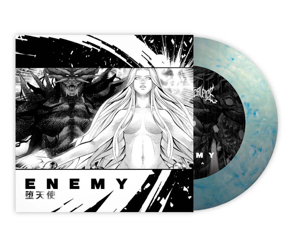 BRAND OF SACRIFICE ‘ENEMY’ 7" + COMIC BOOK - LTD. 150 - BLUE/WHITE CRYSTAL - Image 2