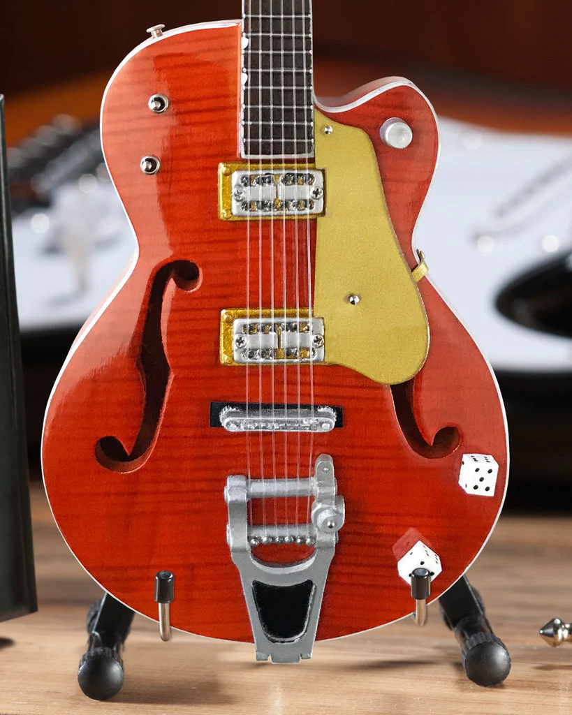 BRIAN SETZER - NASHVILLE ORANGE DICE HOLLOW BODY MINI GUITAR - Image 2