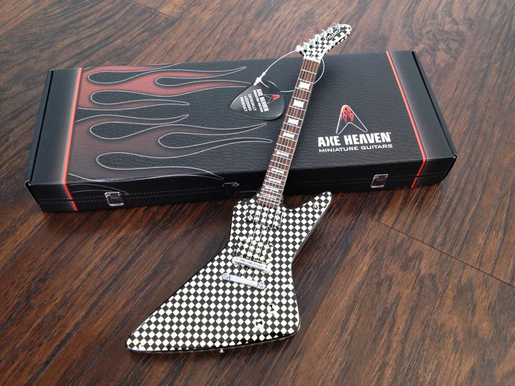 CHEAP TRICK - RICK NIELSEN - CHECKERED EXP MINI GUITAR - Image 2