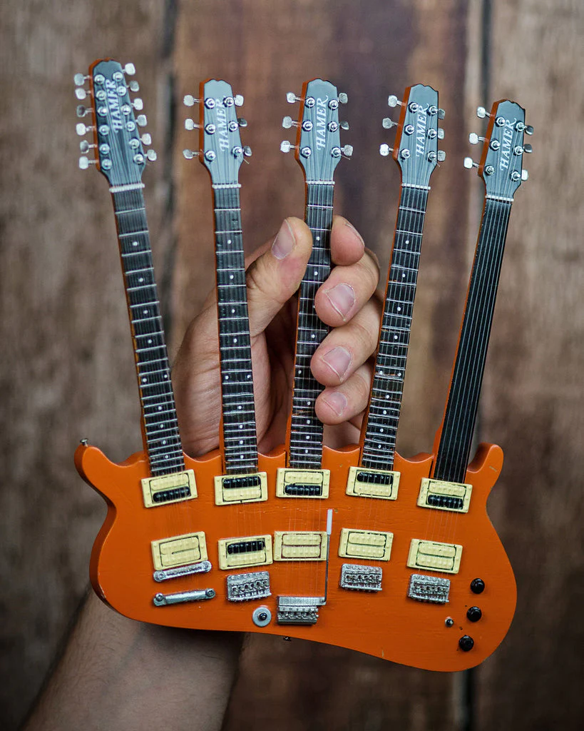 CHEAP TRICK - RICK NIELSEN - FIVE NECK ORANGE MONSTER MINI GUITAR