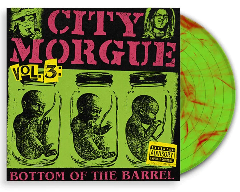 CITY MORGUE ‘VOL. 3 BOTTOM OF THE BARREL’ LP - EXCLUSIVE - LTD. 500 - OPAQUE LIME MONSTER GREEN/RED/SWIRL