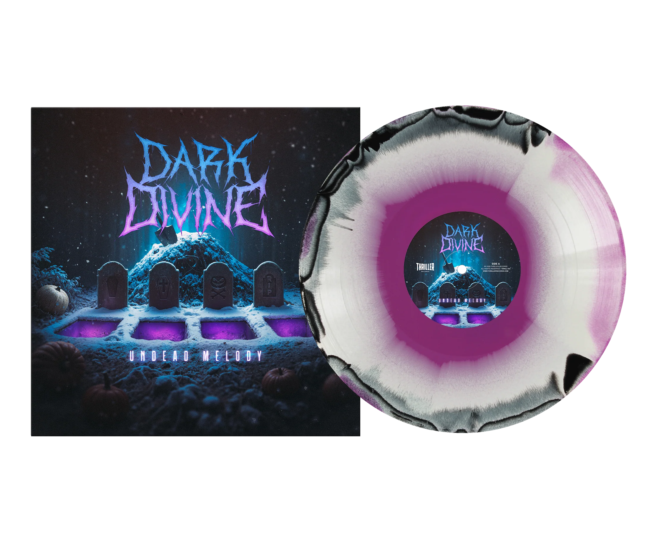 DARK DIVINE 'UNDEAD MELODY' LP (Limited Edition “ Only 400 Made, Black, White & Purple Smush Vinyl) - Image 2