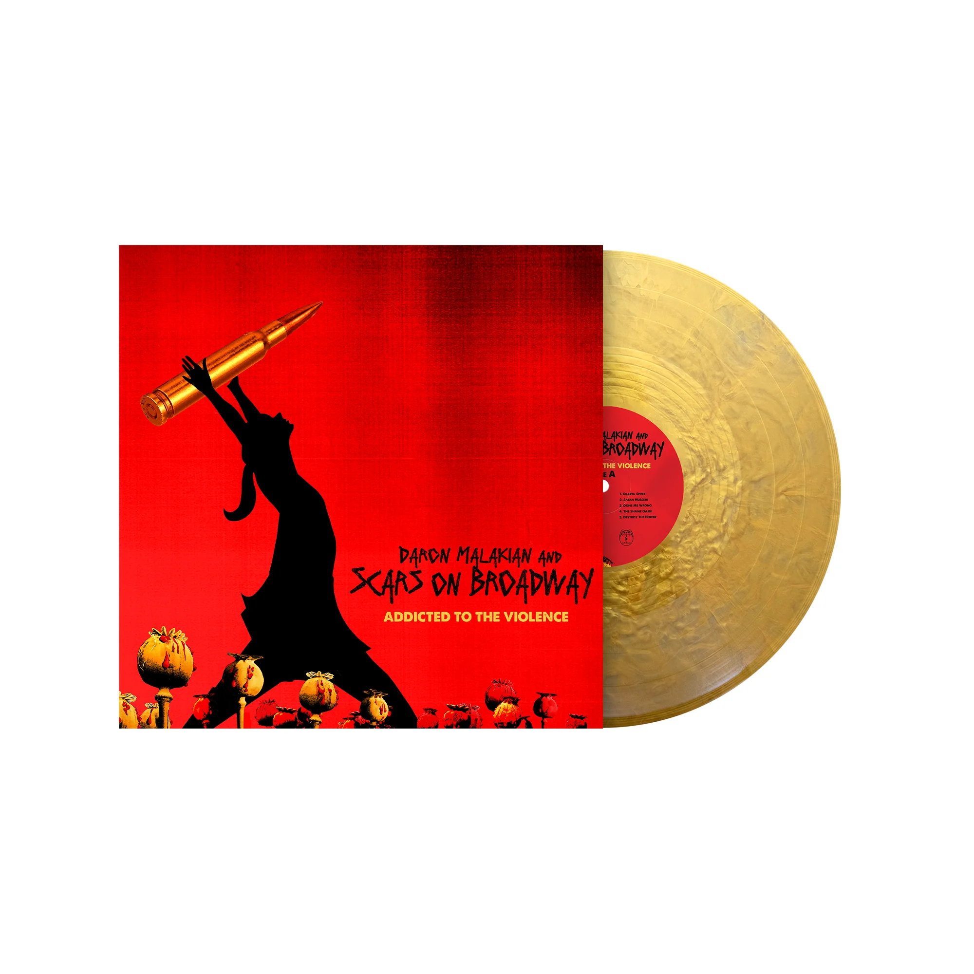 DARON MALAKIAN AND SCARS ON BROADWAY ‘ADDICTED TO THE VIOLENCE’ LP - EXCLUSIVE - LTD. 300 - METALLIC GOLD + REVOLVER SUMMER 2025 ISSUE - Image 2