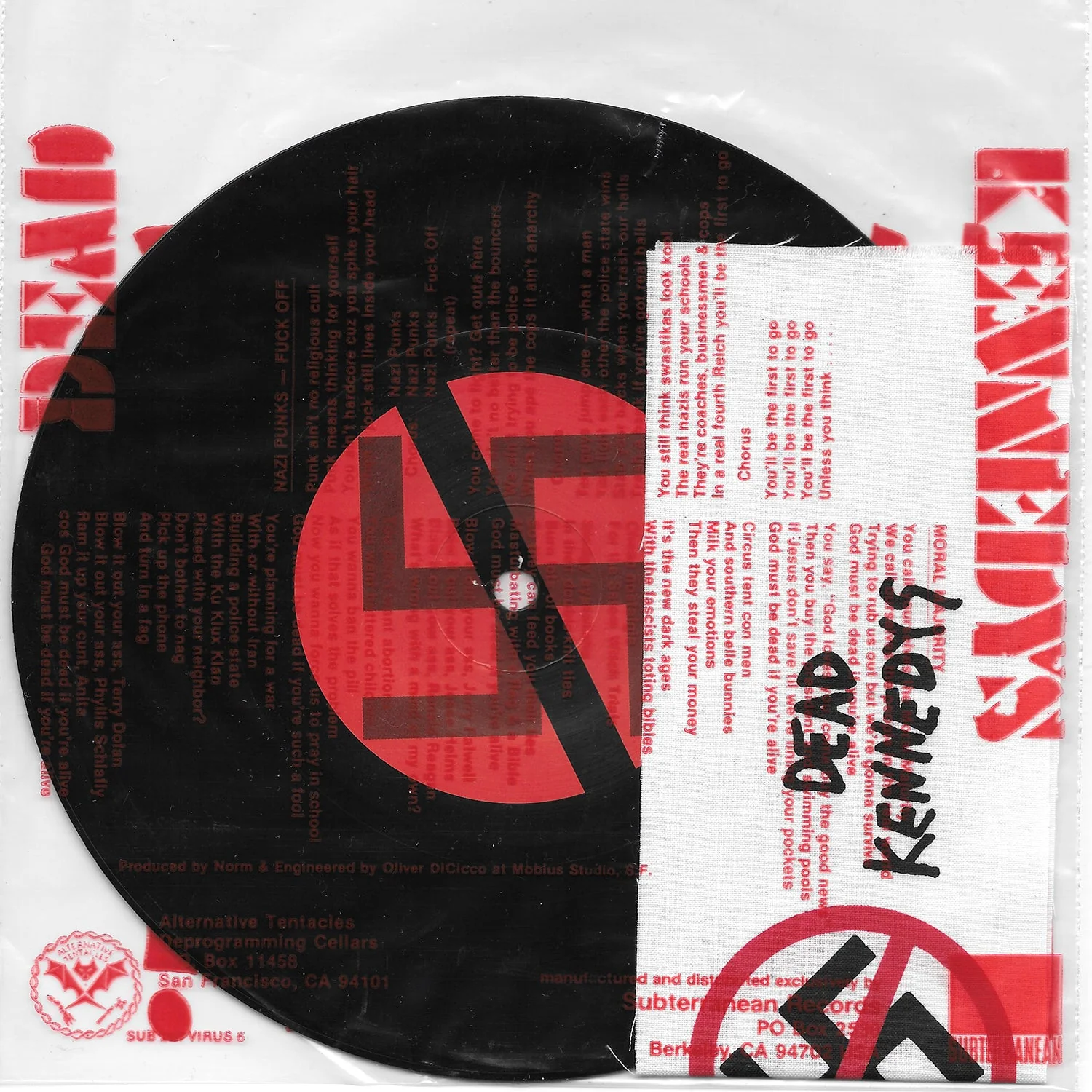 DEAD KENNEDYS 'NAZI PUNKS FUCK OFF! / MORAL MAJORITY' 7" SINGLE + ARMBAND - Image 2