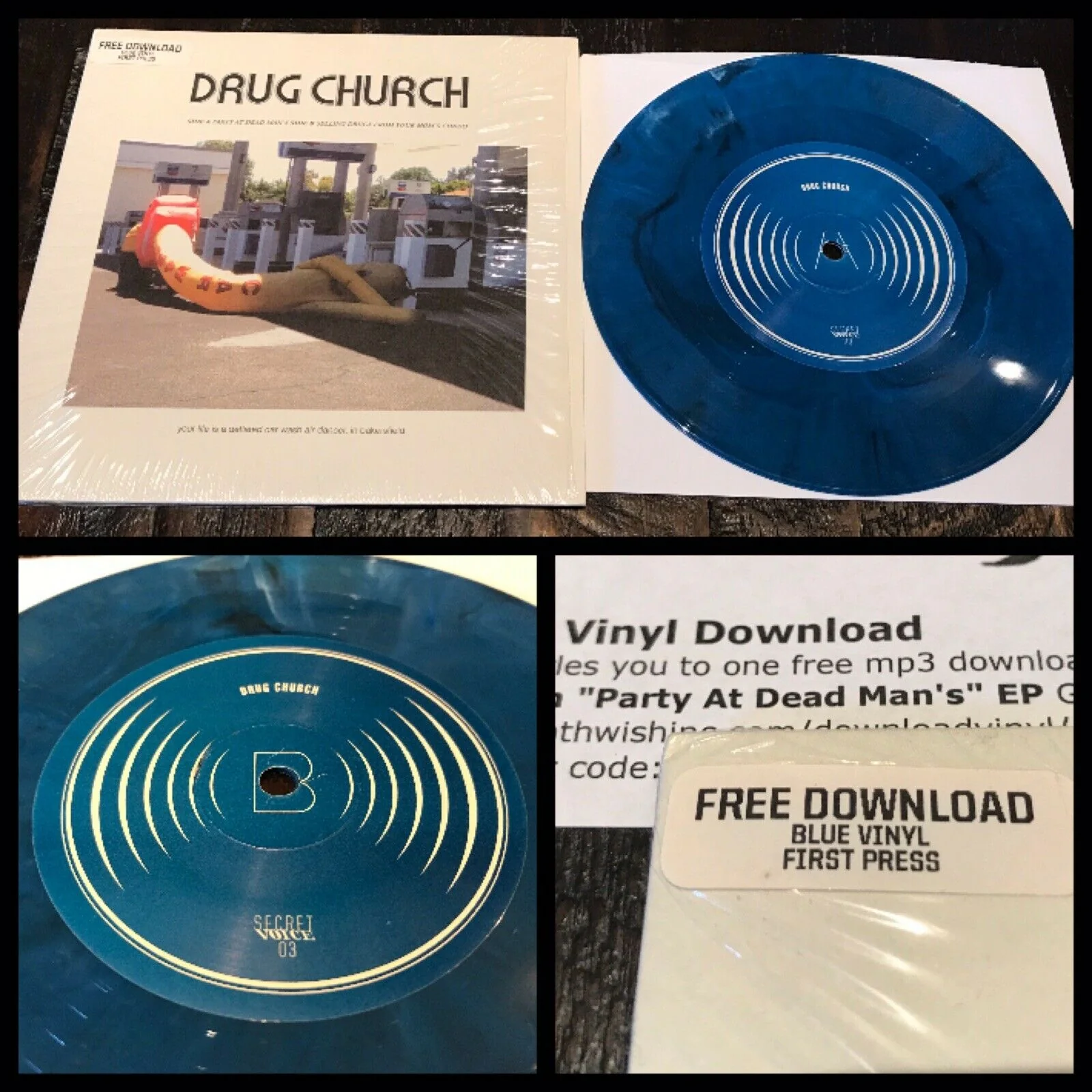 DRUG CHURCH 'PARTY AT DEAD MAN'S' 7" - BLUE - Image 2