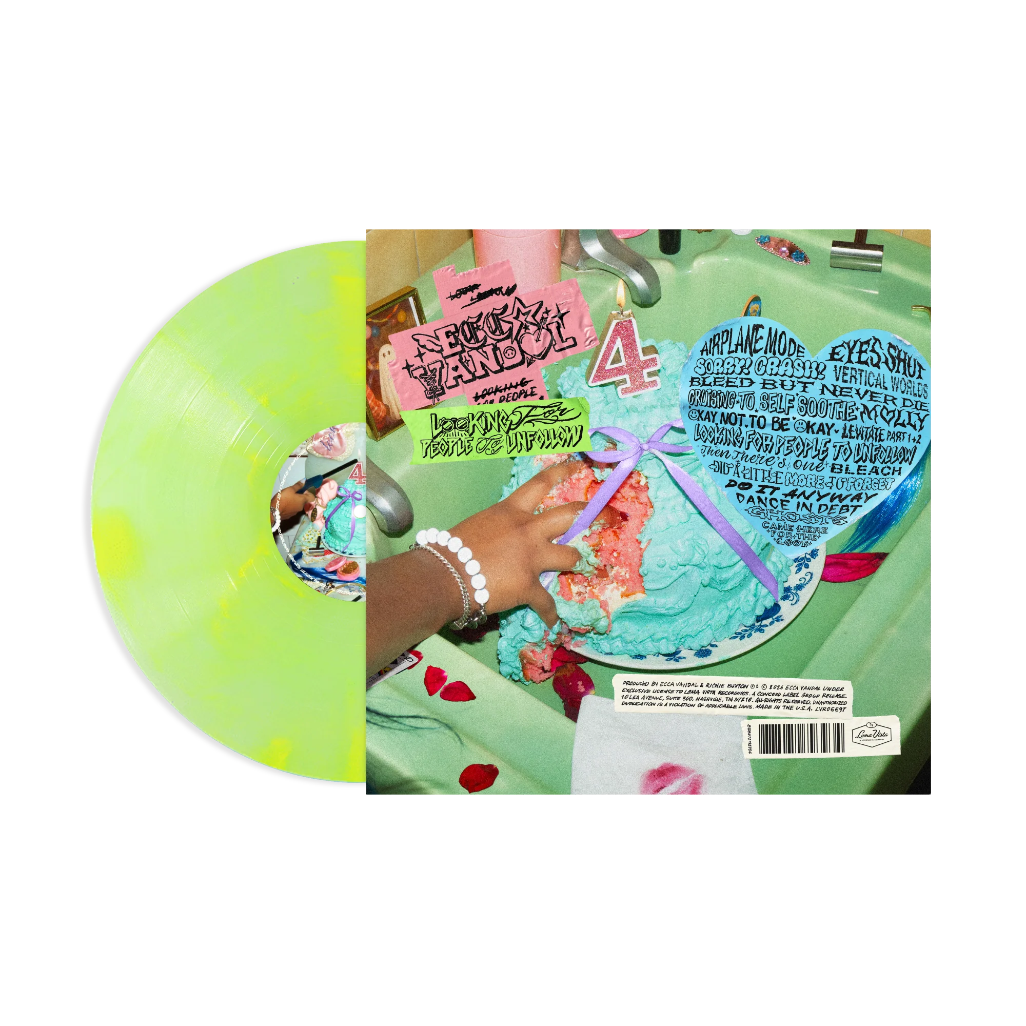 ECCA VANDAL 'LOOKING FOR PEOPLE TO UNFOLLOW' LP (Exclusive “ Limited to 500, Gaff Green Vinyl) - Image 2