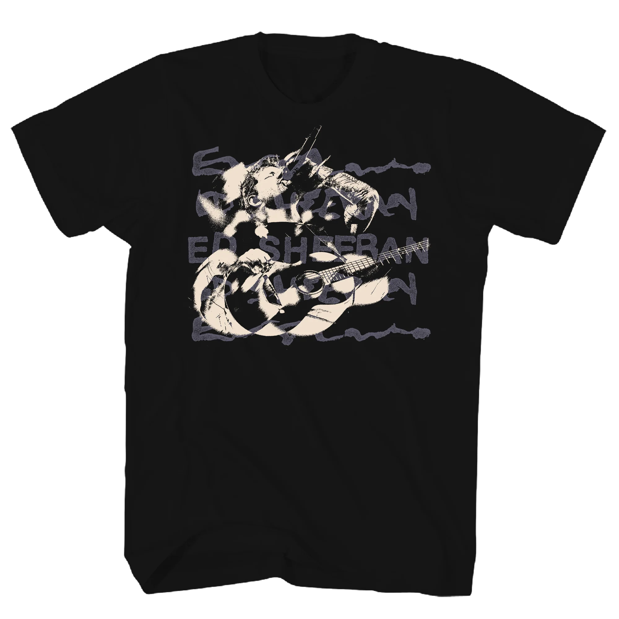 ED SHEERAN PHOTO GUITAR BLACK T-SHIRT