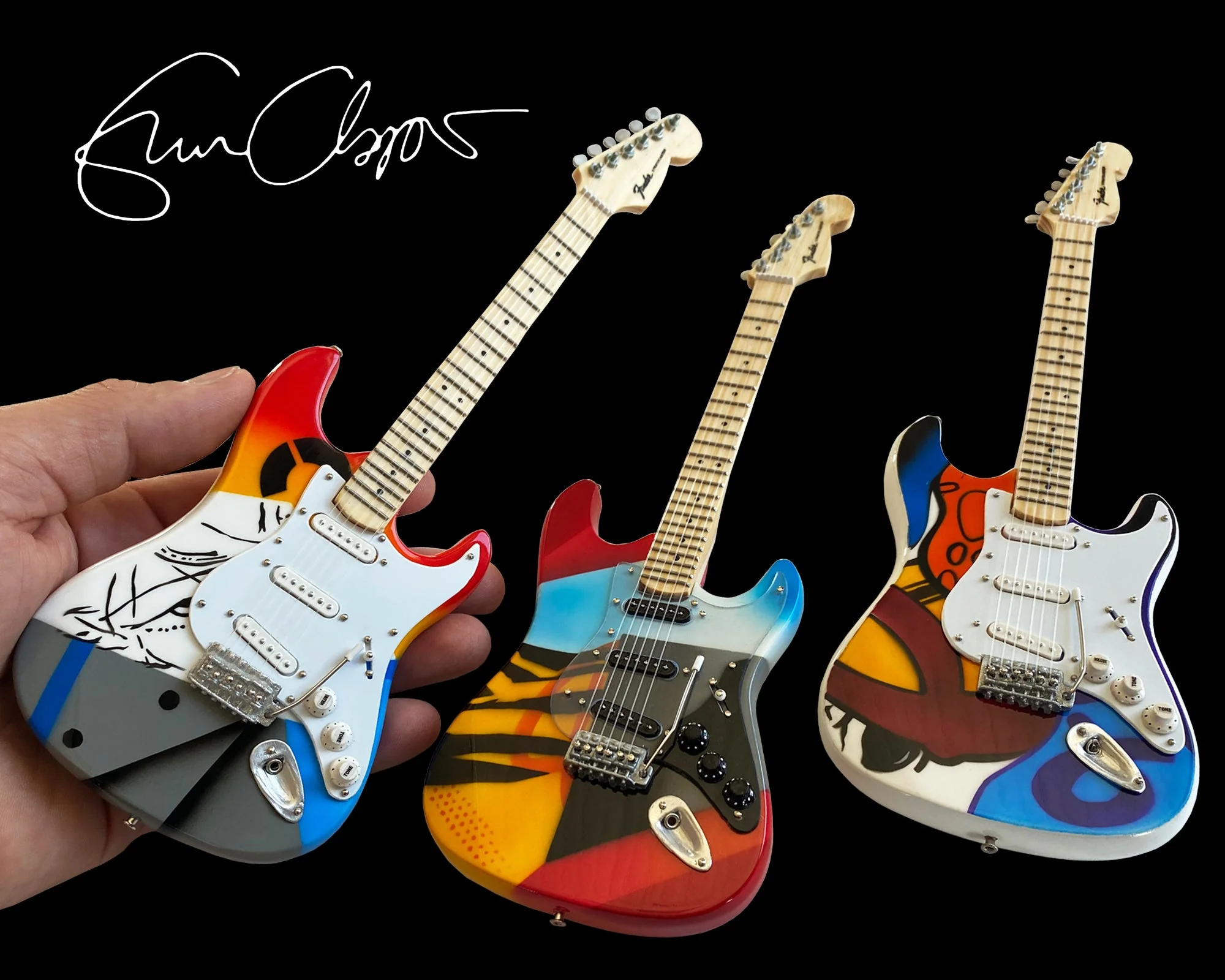 ERIC CLAPTON CRASH SET OF 3 MINI GUITAR REPLICAS - OFFICIALLY LICENSED FENDER® COLLECTION - Image 3