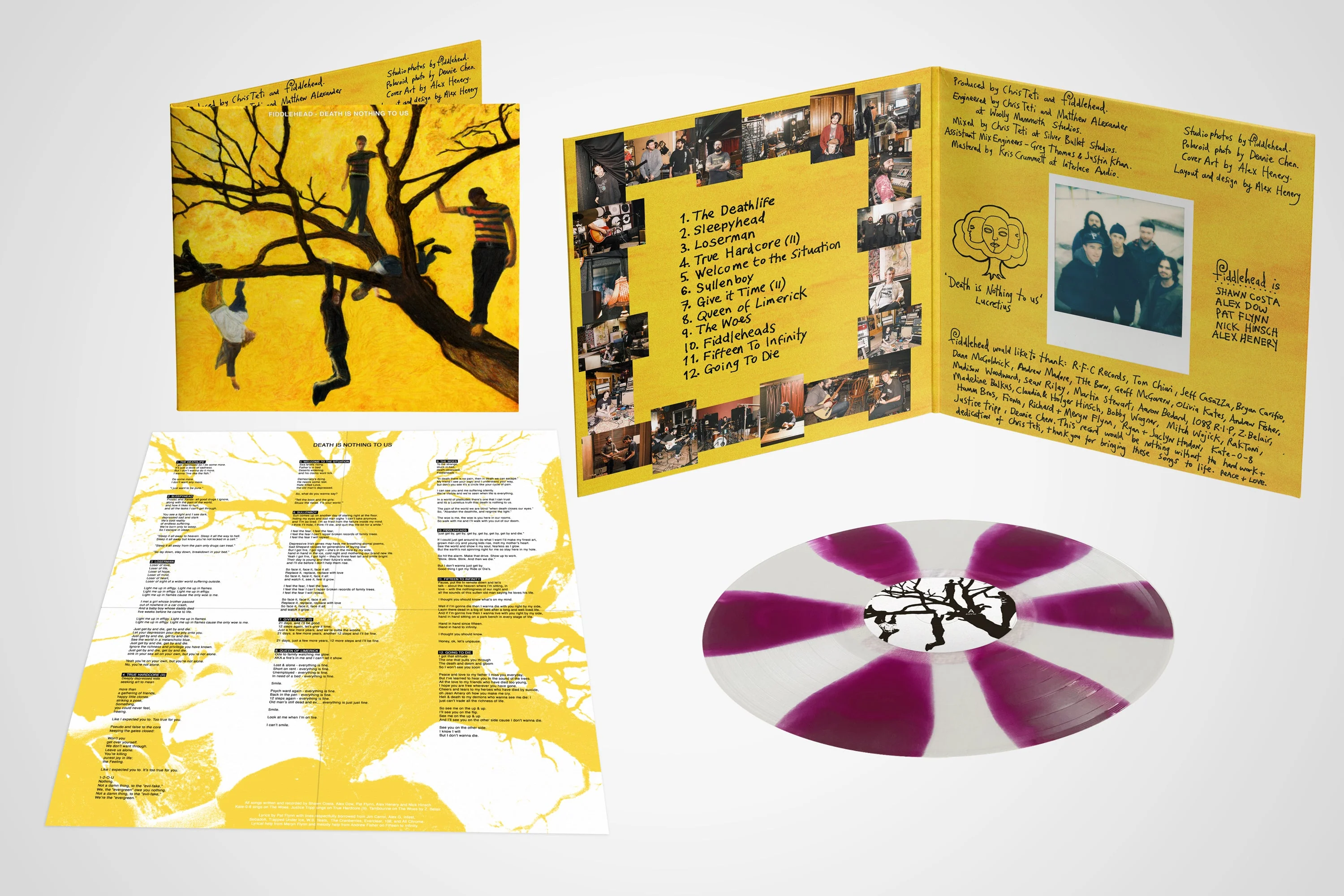 FIDDLEHEAD ‘DEATH IS NOTHING TO US’ LP (Limited Edition – Only 500 Made, Clear & Violet Pinwheel Vinyl) - Image 2
