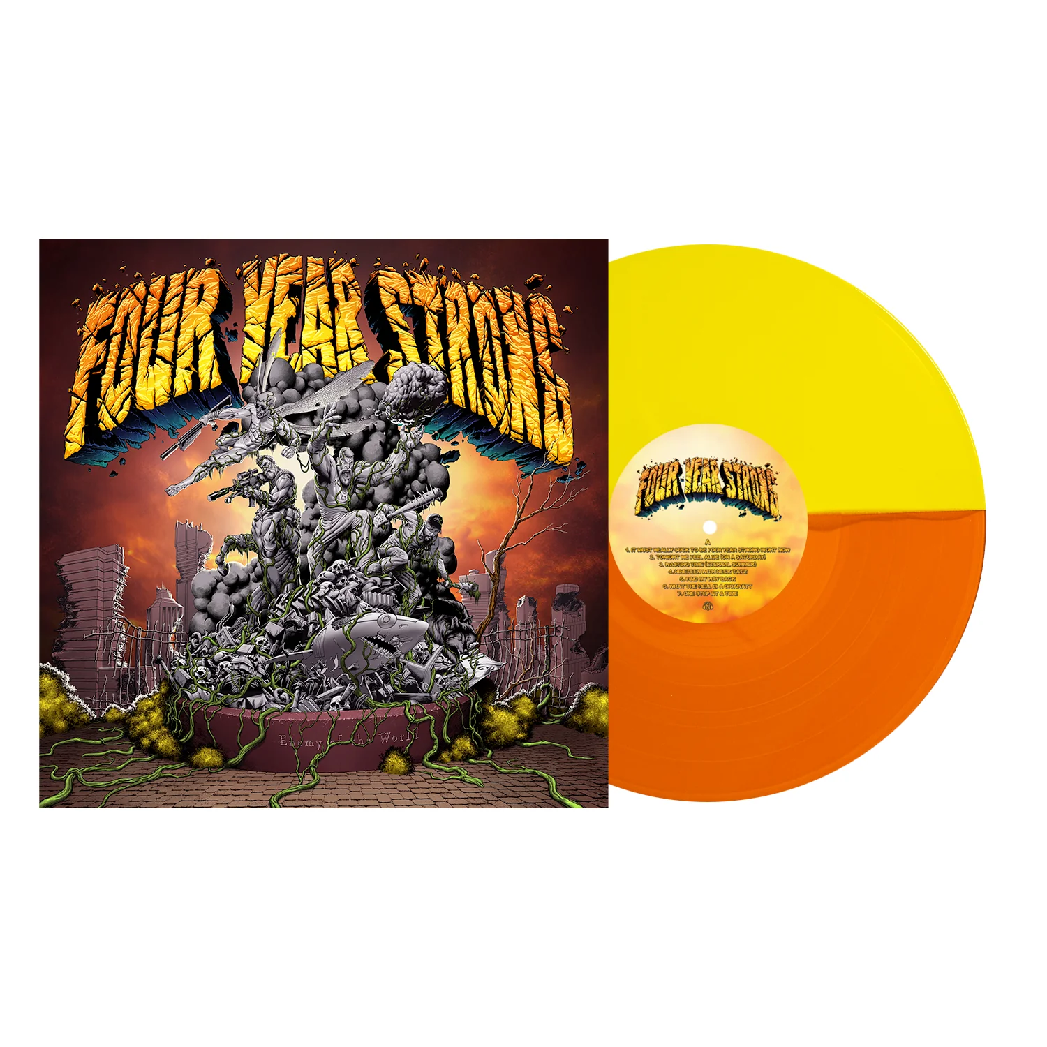 FOUR YEAR STRONG ‘ENEMY OF THE WORLD’ RE-RECORDED LP - LTD. 250 - NEON ORANGE/YELLOW