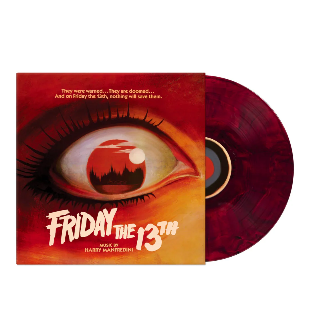 FRIDAY THE 13TH SOUNDTRACK LP BY HARRY MANFREDINI - BLOOD RED/BLACK