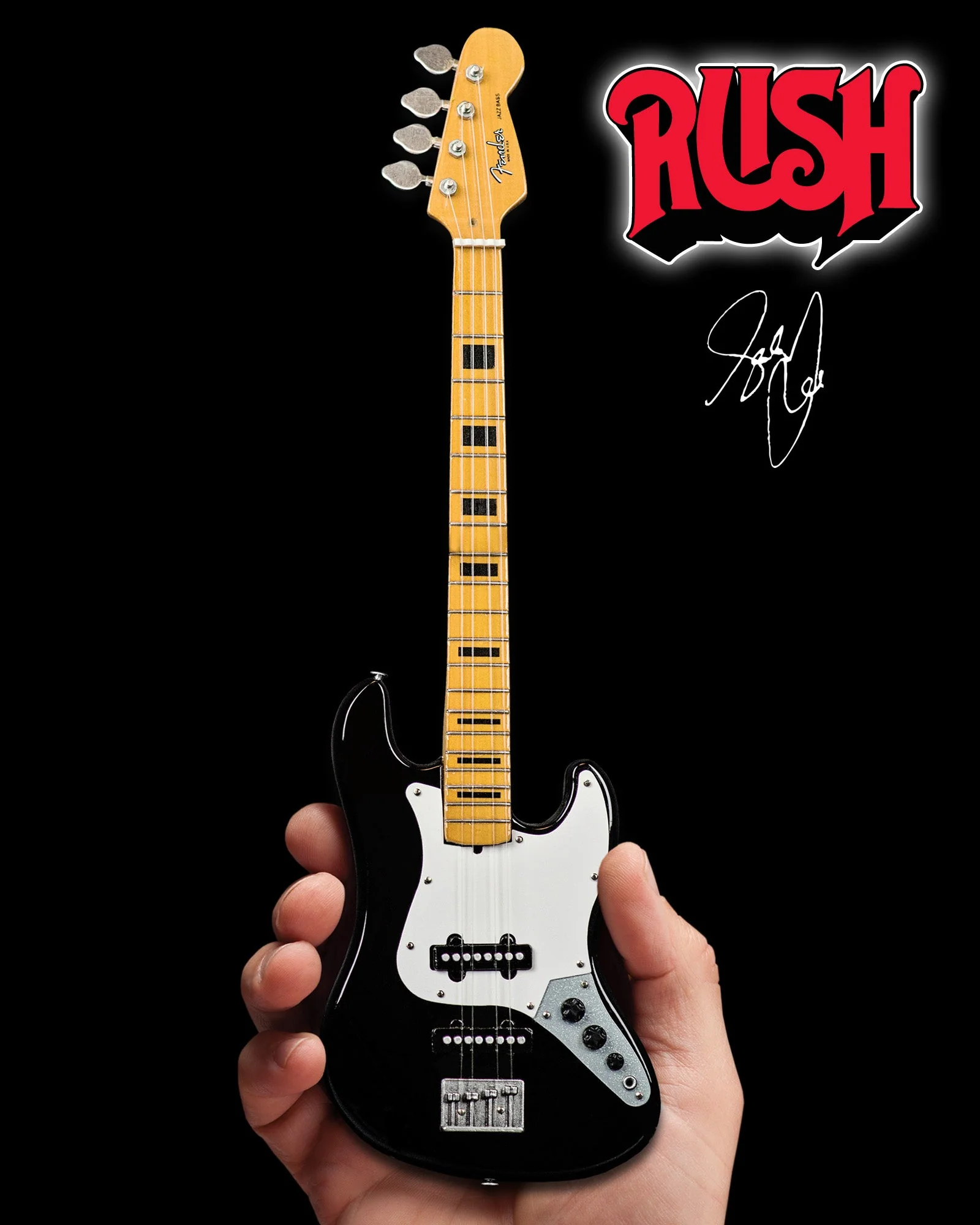 GEDDY LEE FENDER™ JAZZ BASS™ WITH BLACK INLAYS MINIATURE BASS GUITAR REPLICA - OFFICIALLY LICENSED - Image 2