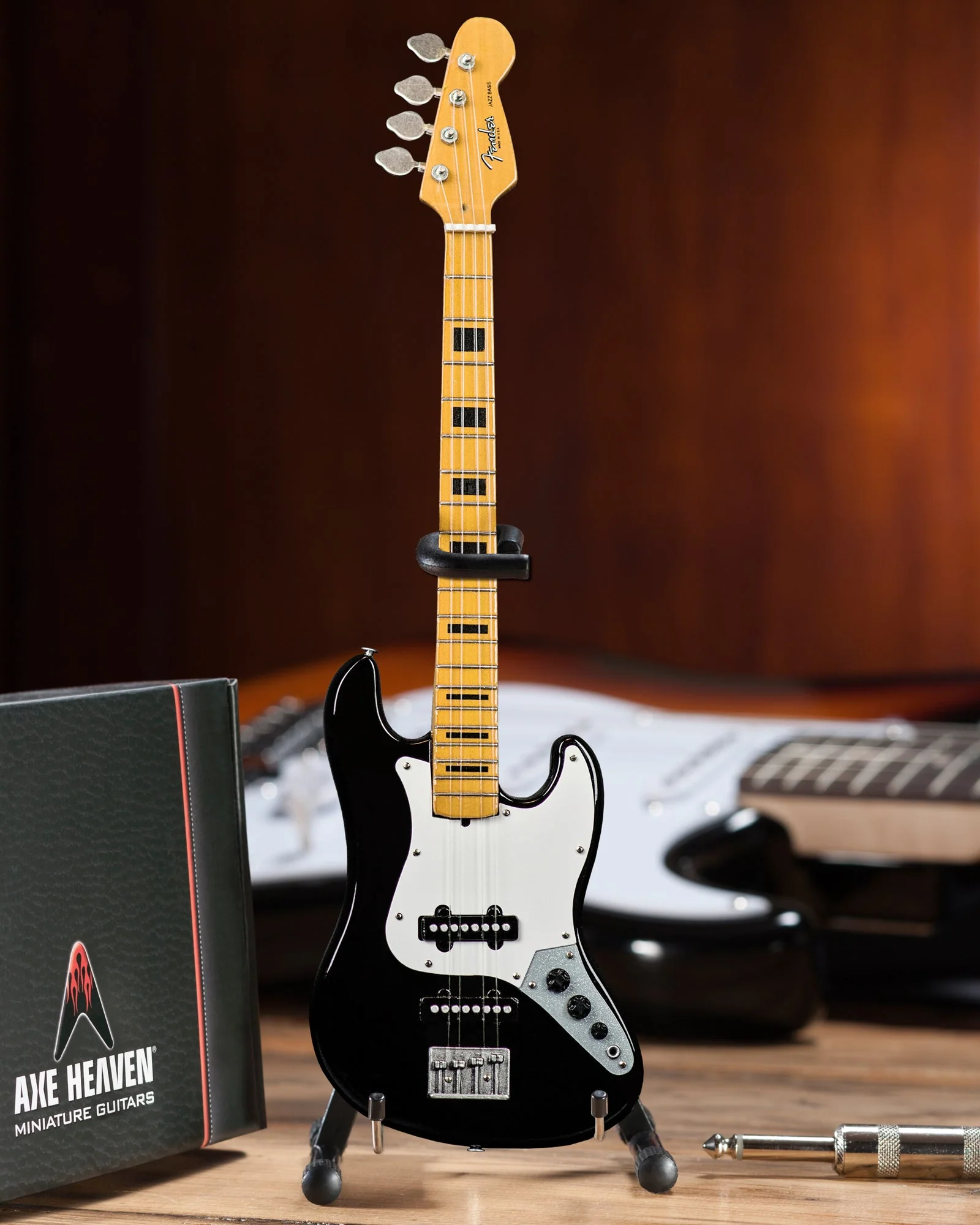 GEDDY LEE FENDER™ JAZZ BASS™ WITH BLACK INLAYS MINIATURE BASS GUITAR REPLICA - OFFICIALLY LICENSED - Image 3