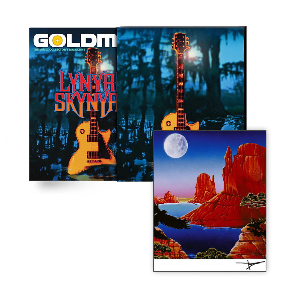GOLDMINE MAGAZINE: FALL 2023 ISSUE ALT COVER FEATURING LYNYRD SKYNYRD -  HAND-NUMBERED SLIPCASE + 8"x 8" ALBUM COVER HIGH QUALITY ART PRINT HAND-SIGNED BY IOANNIS