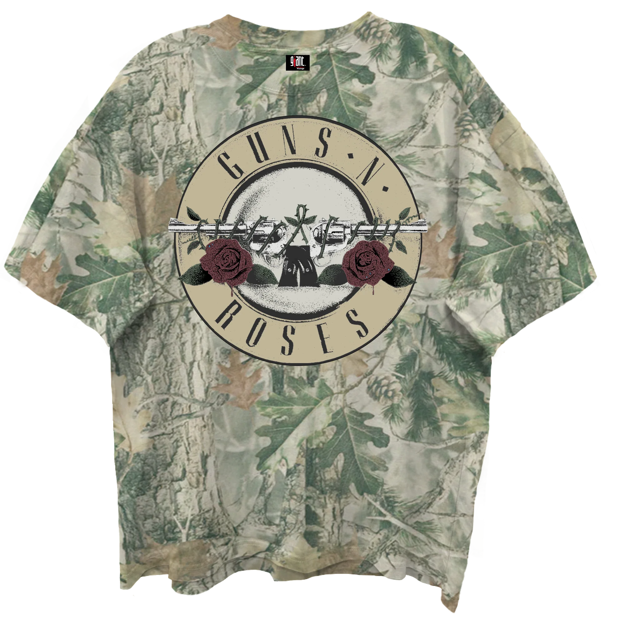 GUNS N ROSES BULLET LOGO WOODLAND CAMO T-SHIRT/GIANT VINATGE/S