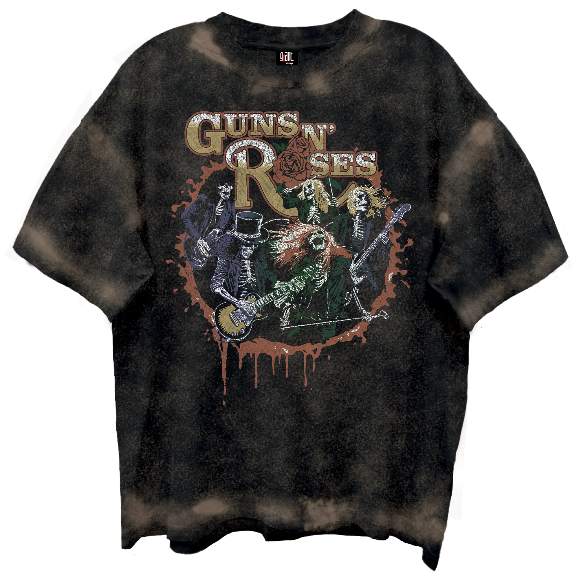 GUNS N ROSES SKELTONS LIVE FRT/BCK CHOCOLATE SPRAY WASH T-SHIRT/GIANT VINTAGE