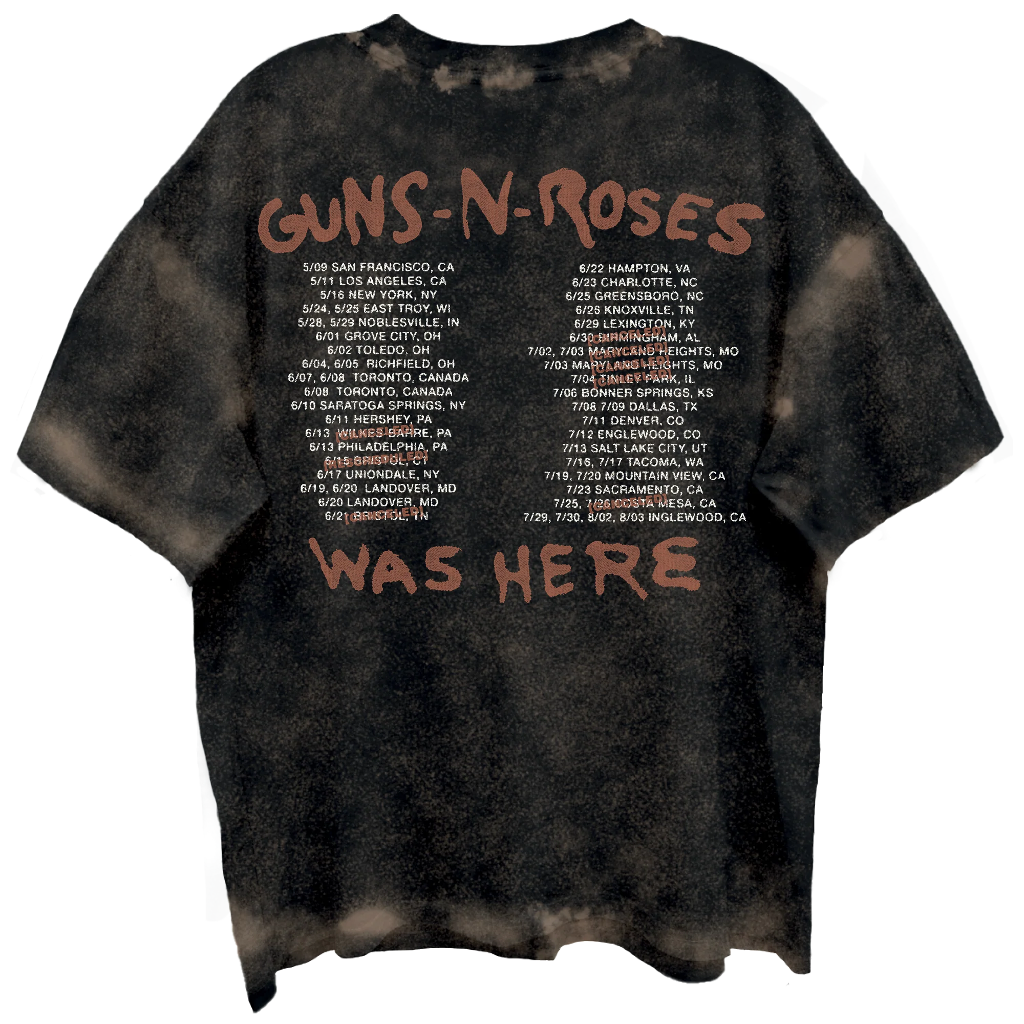 GUNS N ROSES SKELTONS LIVE FRT/BCK CHOCOLATE SPRAY WASH T-SHIRT/GIANT VINTAGE - Image 2