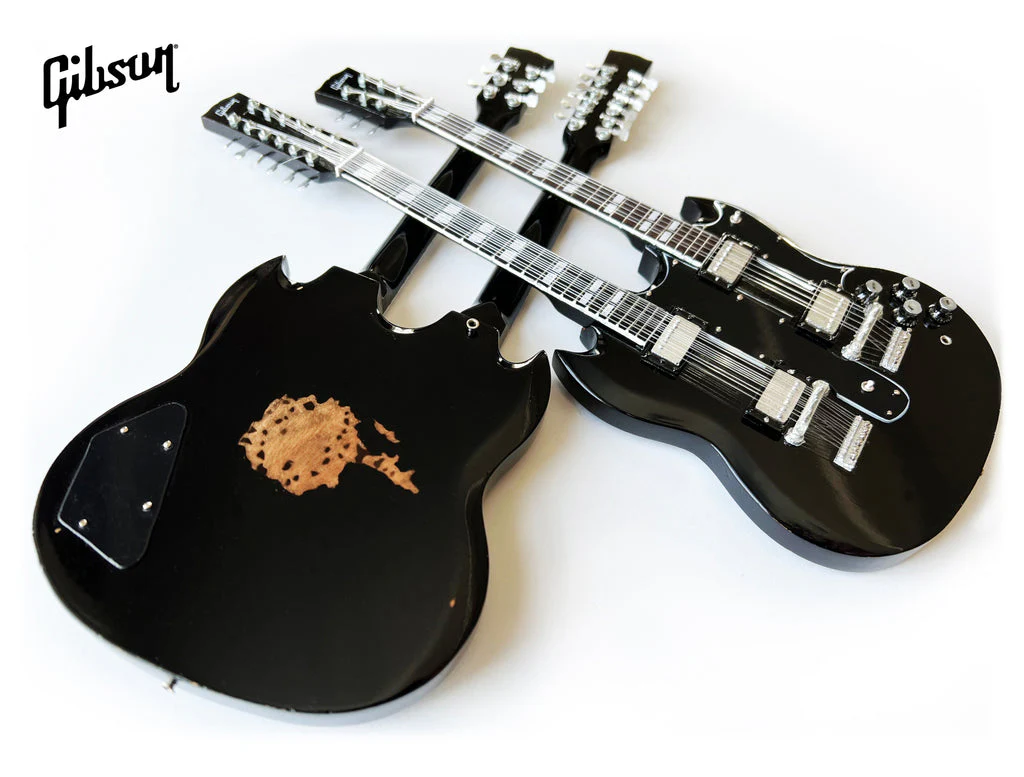 GUNS N' ROSES - SLASH - GIBSON 1966 EDS-1275 DOUBLENECK AGED MINI GUITAR - Image 5