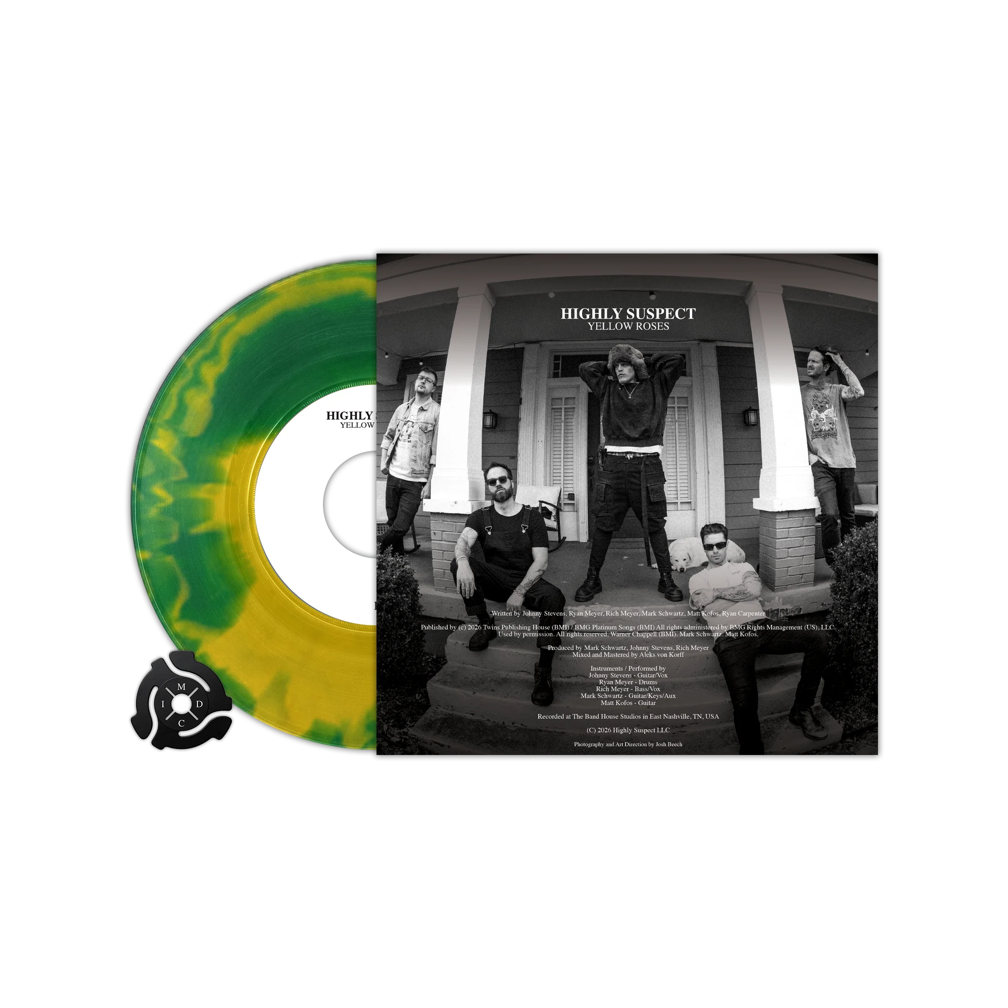 HIGHLY SUSPECT 'YELLOW ROSES' 7" (Exclusive, Evergreen & Yellow Canary A-Side/B-Side Vinyl) - Image 3
