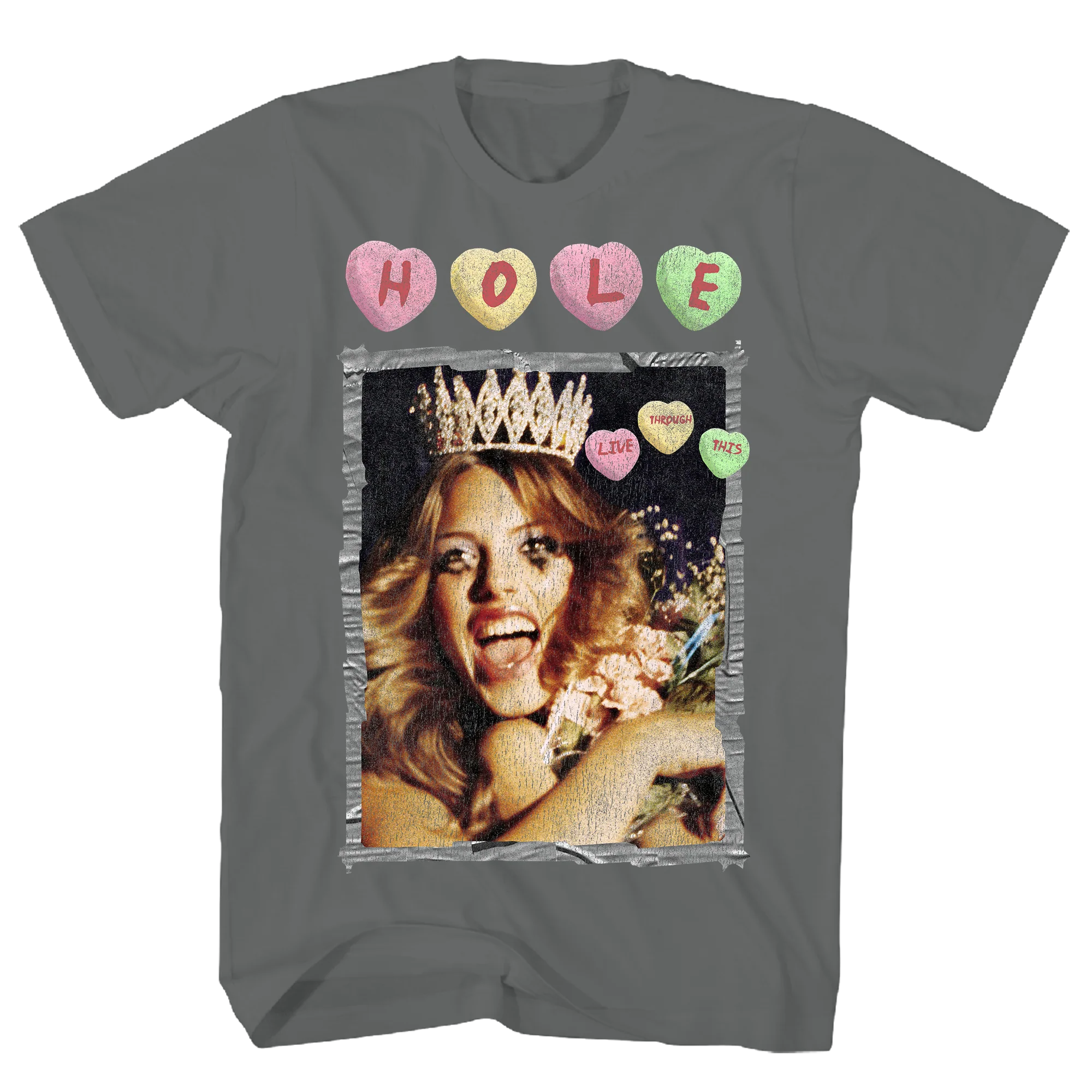 HOLE LIVE THROUGH THIS CHARCOAL T-SHIRT