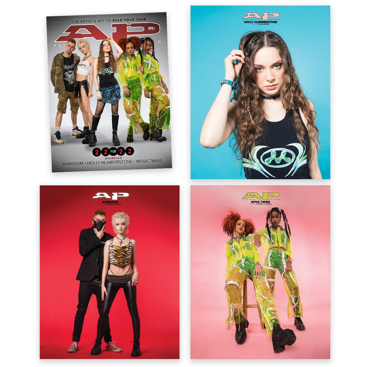 ALTERNATIVE PRESS JANUARY 2022 ISSUE 402 COLLECTION 2 FEATURING HOLLY HUMBERSTONE X WARGASM X NOVA TWINS