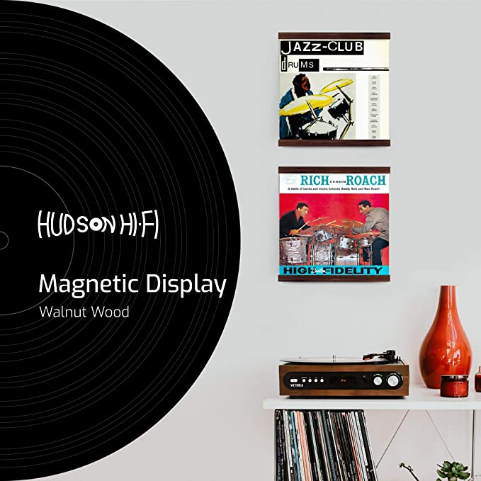 HUDSON HI-FI: MODULAR VINYL RECORD WALL MOUNT WALNUT DISPLAY SYSTEM - 2 PACK - Image 2