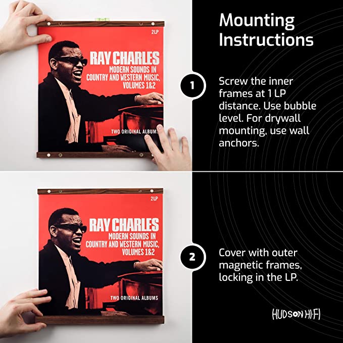 HUDSON HI-FI: MODULAR VINYL RECORD WALL MOUNT WALNUT DISPLAY SYSTEM - 2 PACK - Image 3