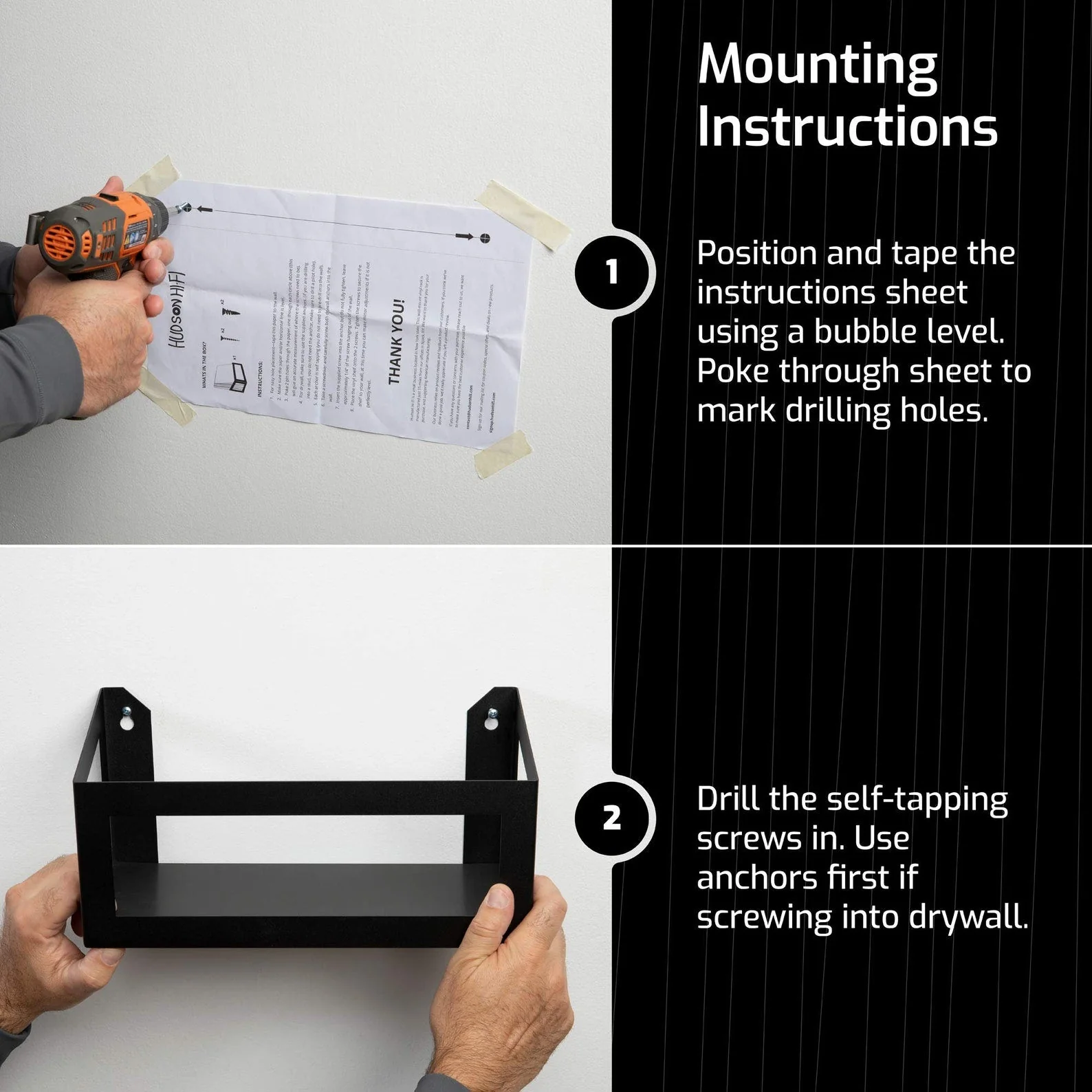 HUDSON HI-FI: WALL MOUNT VINYL RECORD STORAGE 25-ALBUM BLACK DISPLAY HOLDER - Image 3
