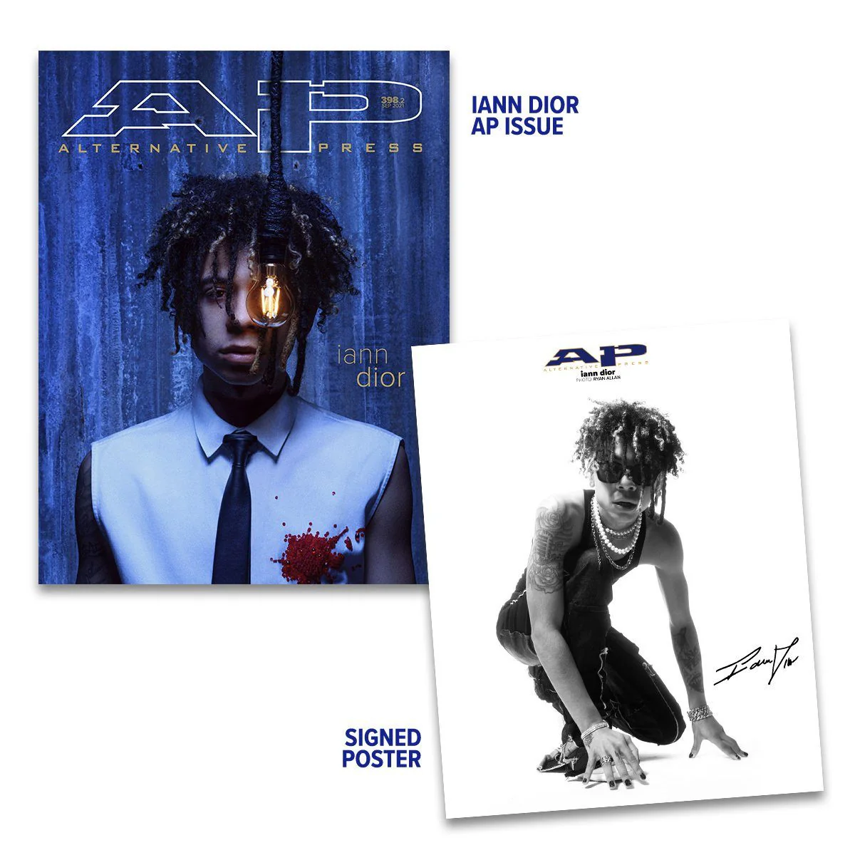 ALTERNATIVE PRESS SEPTEMBER 2021 ISSUE FEATURING IANN DIOR SIGNED POSTER BUNDLE