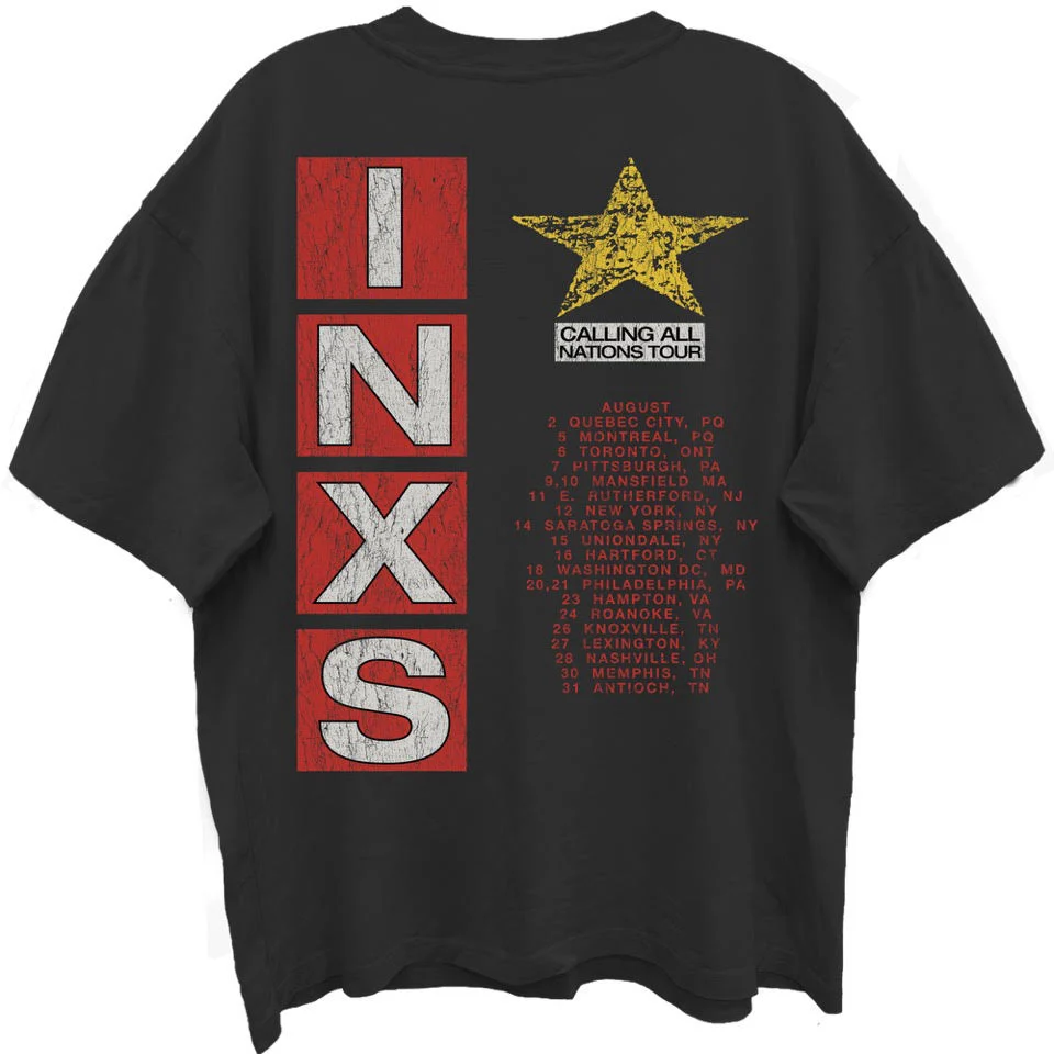 INXS CALLING ALL NATIONS TOUR FRT/BK LIMO BLACK ENZYME WASH T-SHIRT/GIANT VINTAGE - Image 2