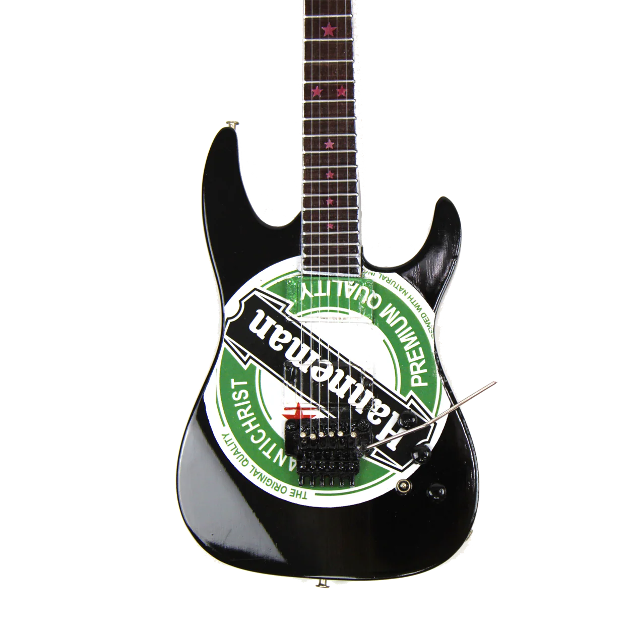 SLAYER - JEFF HANNEMAN - GREEN HEINEKEN LOGO MINI GUITAR - Image 4