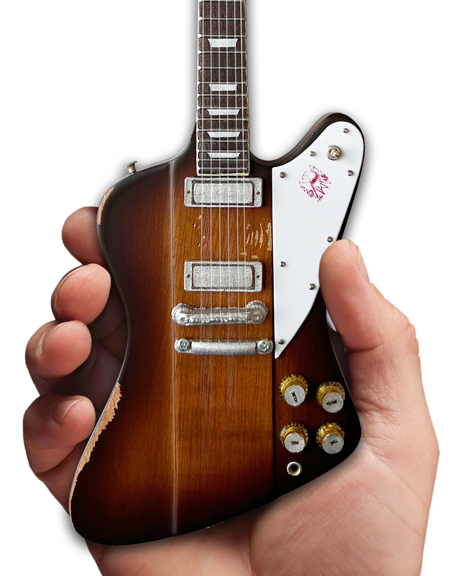 JOHNNY WINTER 1963 GIBSON FIREBIRD V SUNBURST 1.4 SCALE MINI GUITAR - VINTAGE & DISTRESSED - Image 5