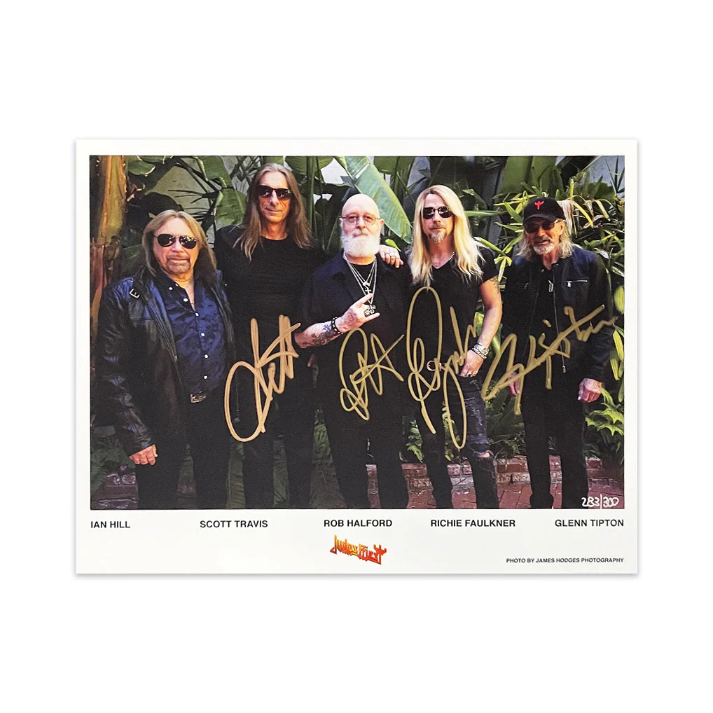 JUDAS PRIEST X REVOLVER BUNDLE - REVOLVER SPRING 2024 ISSUE & GOLDMINE SPRING 2024 ISSUE W/ BAND SIGNED 8X10" IN NUMBERED SLIPCASE + JUDAS PRIEST 'INVINCIBLE SHIELD' 2LP - LTD. 1000 - BLUE - Image 2