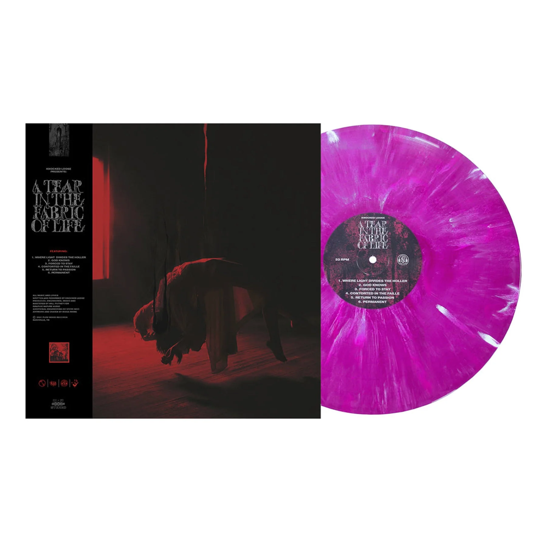 KNOCKED LOOSE 'A TEAR IN THE FABRIC OF LIFE' LP - MERLOT DELUXE MARBLE